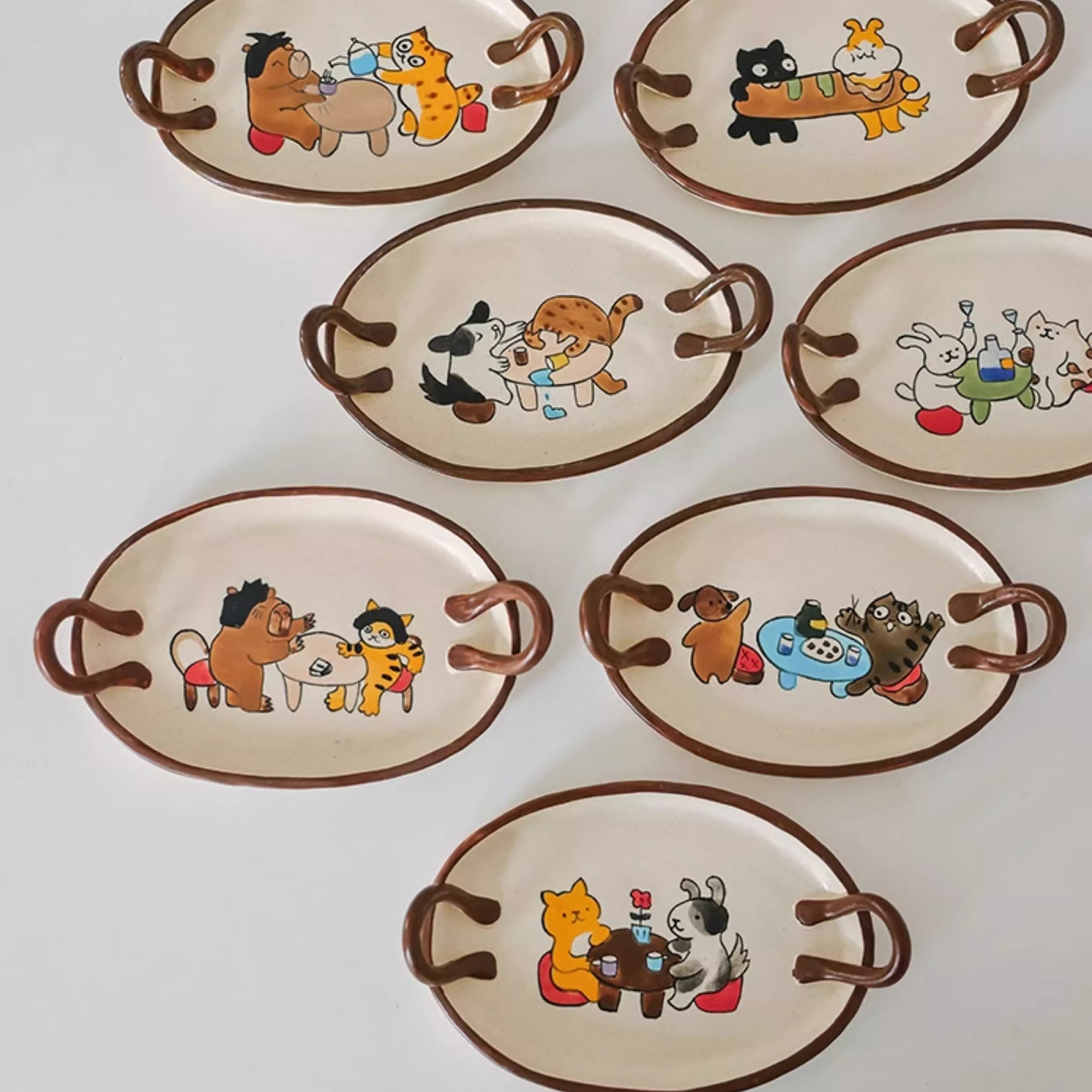 Assiette à dessert artisanale avec Motifs illustrés à la main