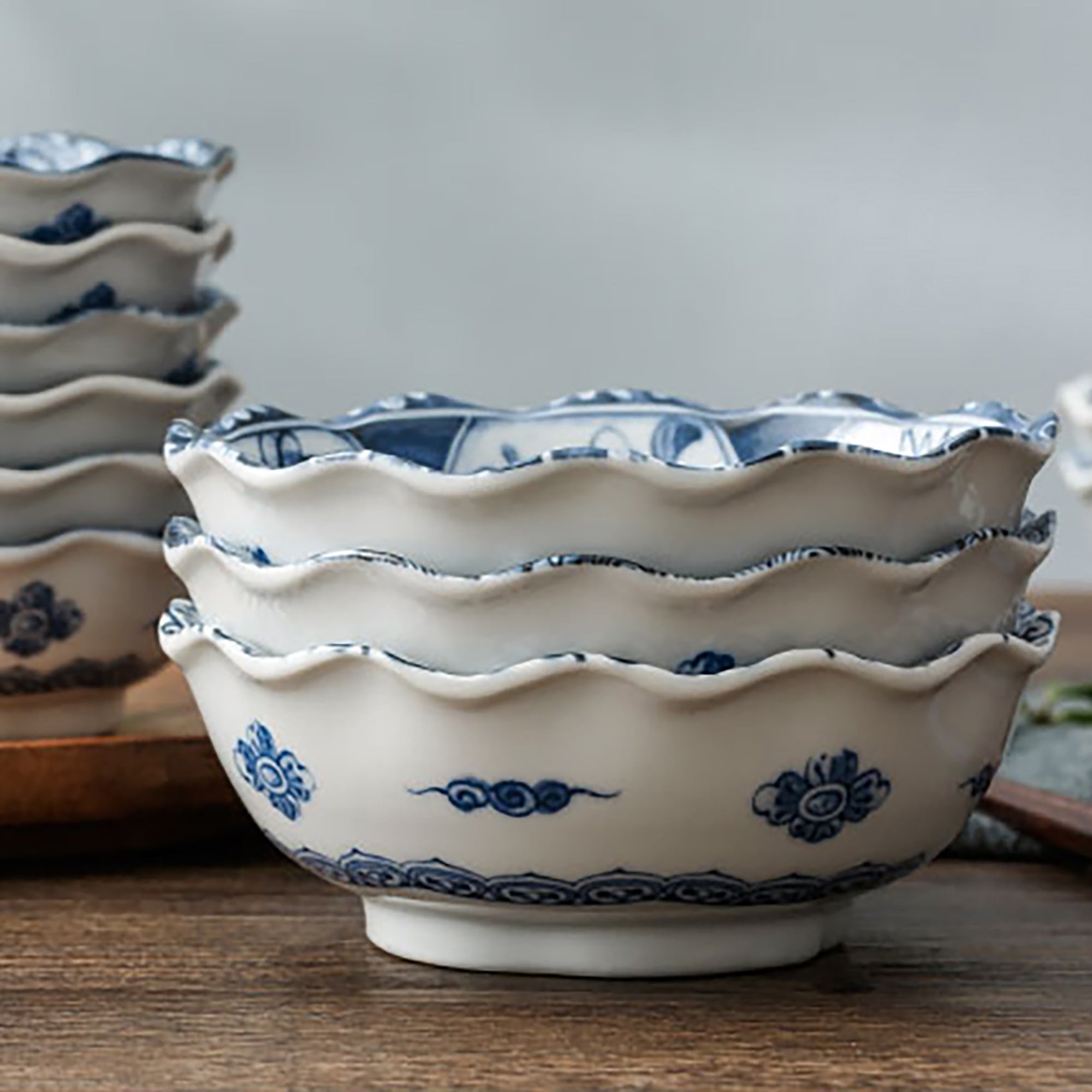 ASSIETTE CREUSE,Bleu-blanc japonais