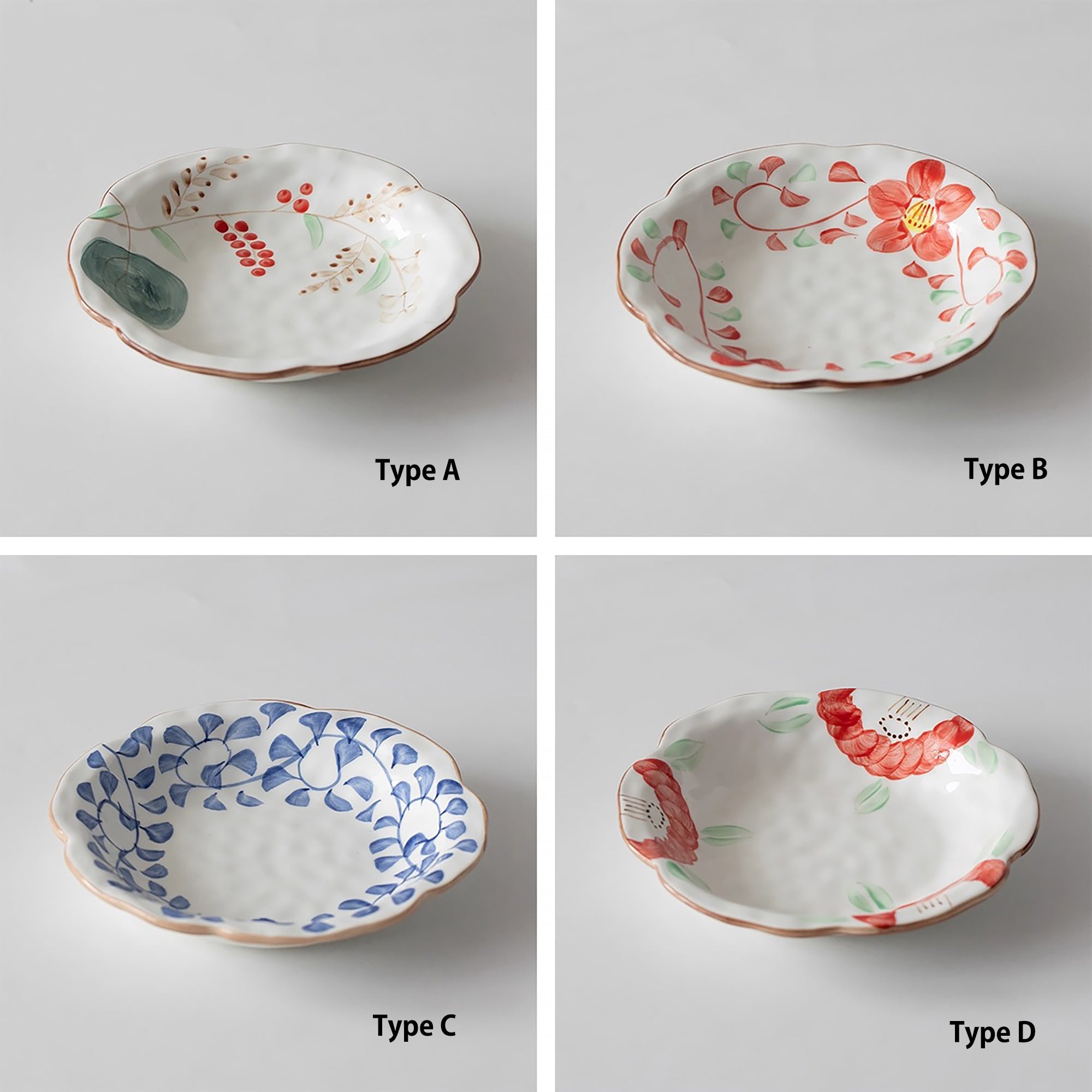 Assiette en céramique Minoyaki style fleurs japonaise