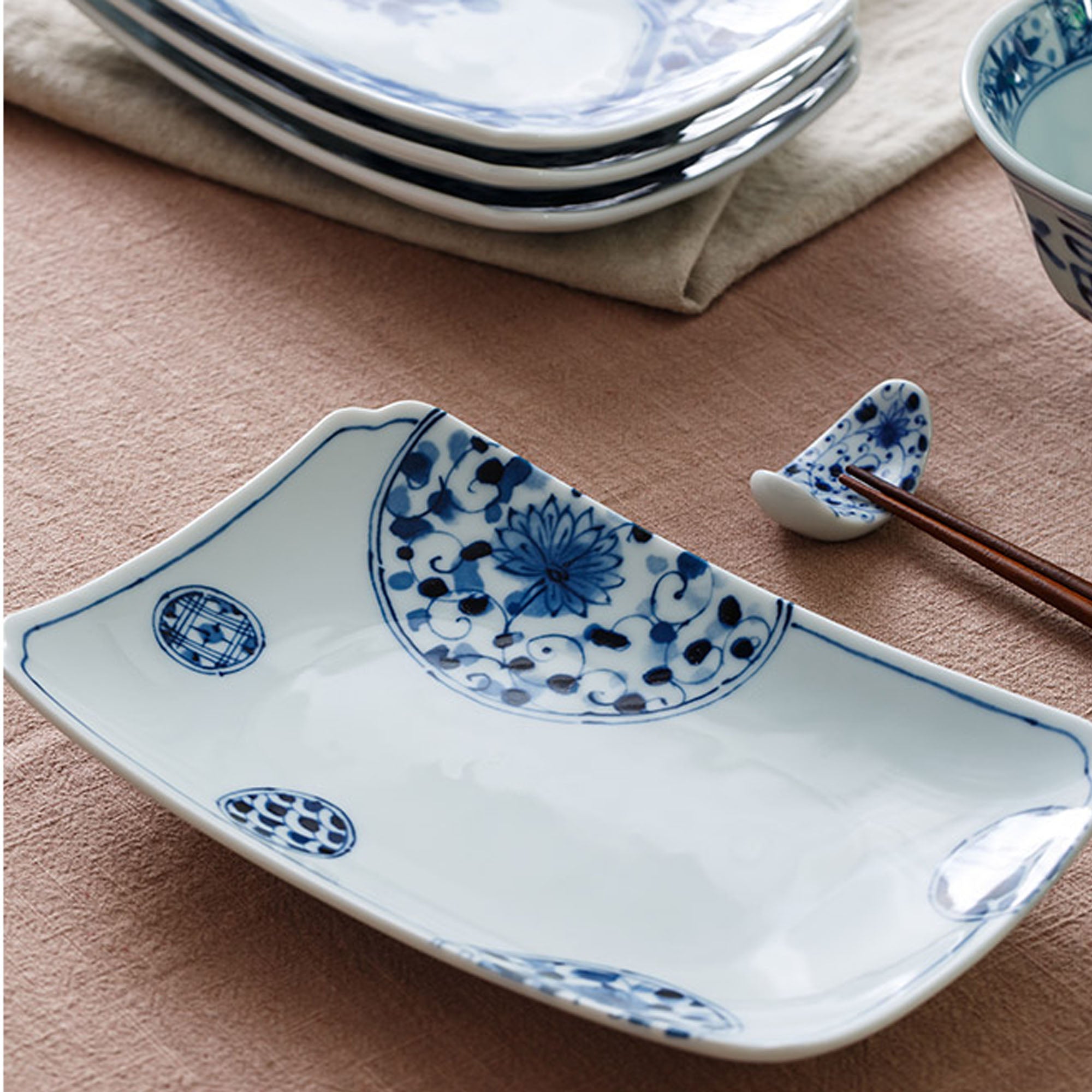 ASSIETTE RECTANGULAIRE,BLEU BLANC