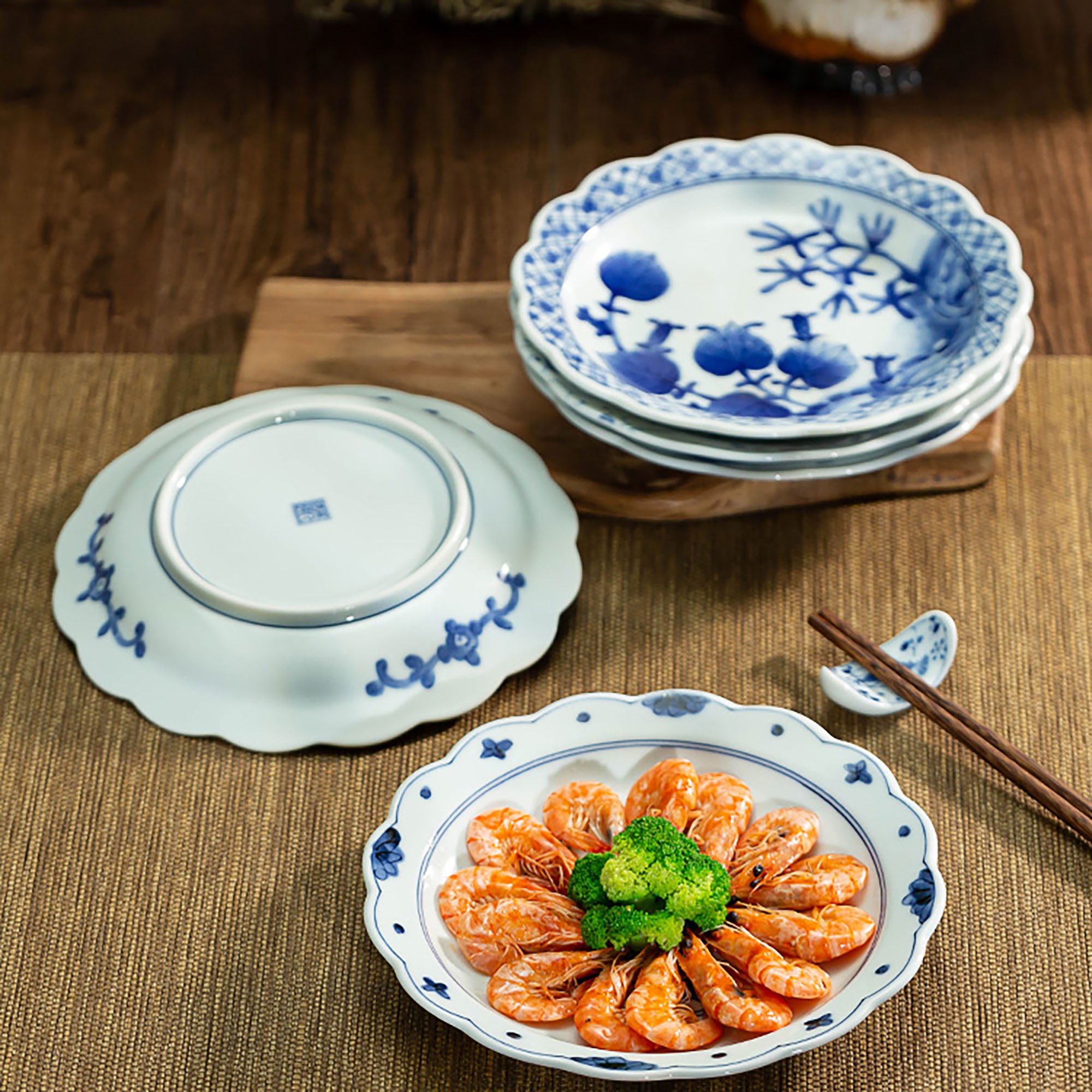 ASSIETTE ROND BLEU BLANC