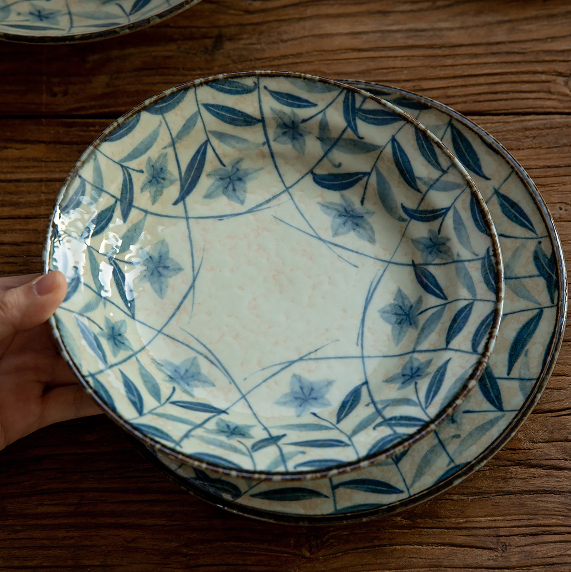 assiette plate vintage campanules bleu