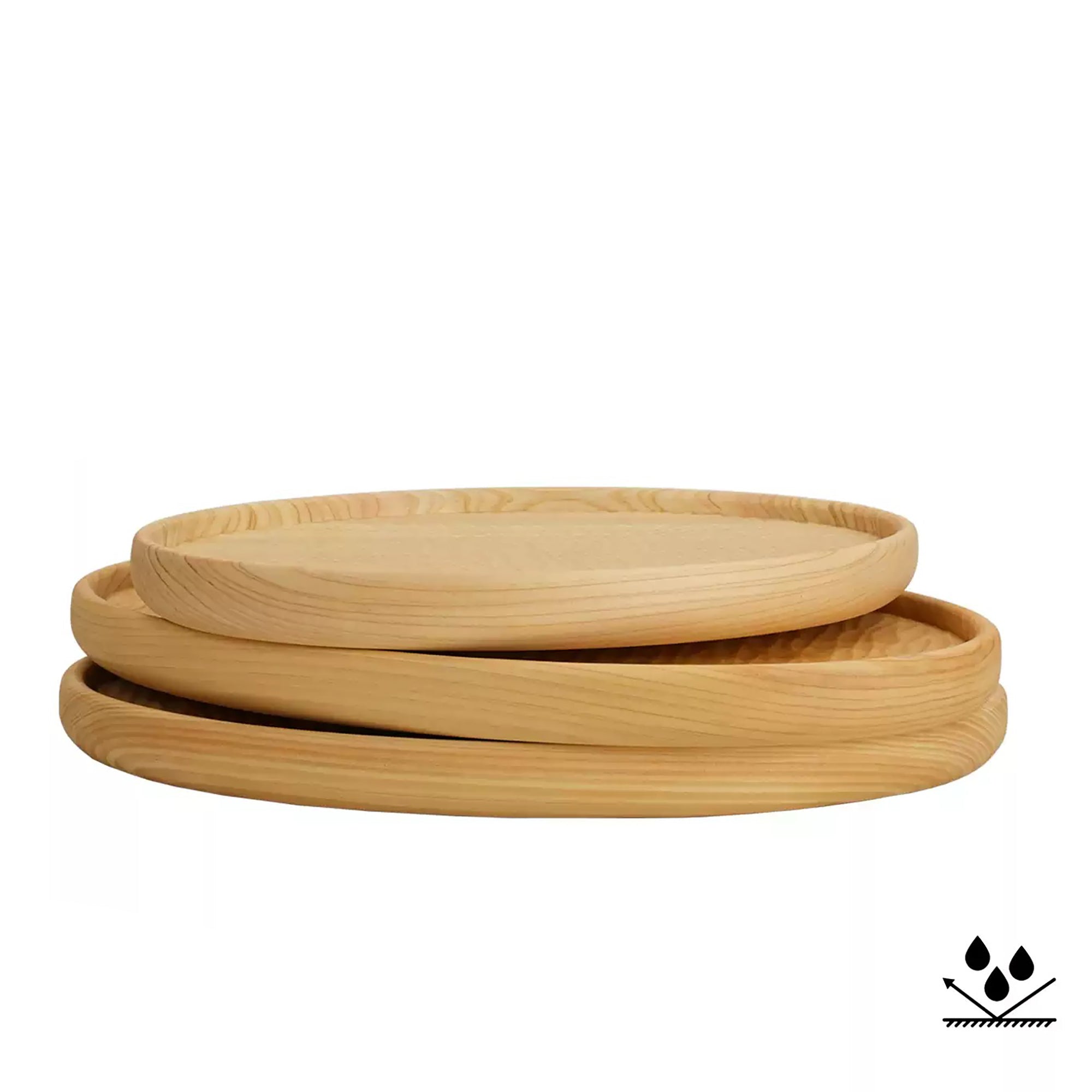 Assiette ovale en bois Hinoki massif à motif ondulé