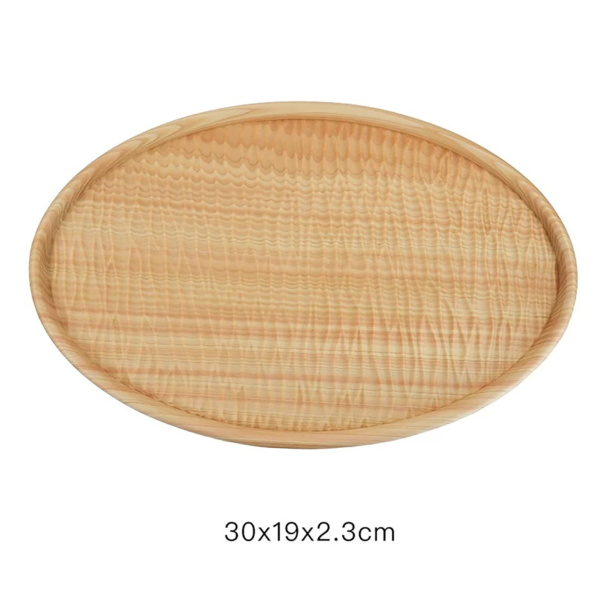 Assiette ovale en bois Hinoki massif à motif ondulé