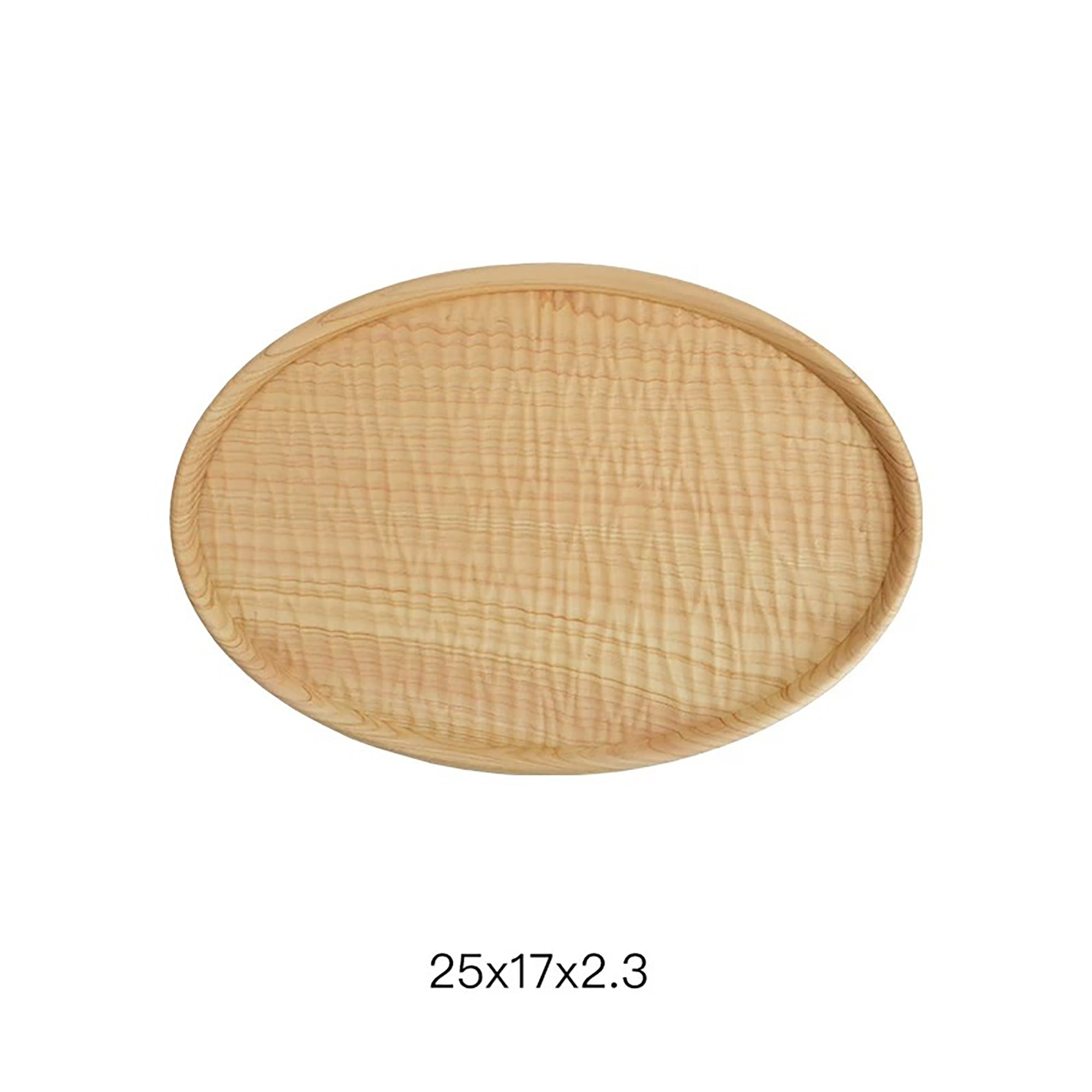 Assiette ovale en bois Hinoki massif à motif ondulé
