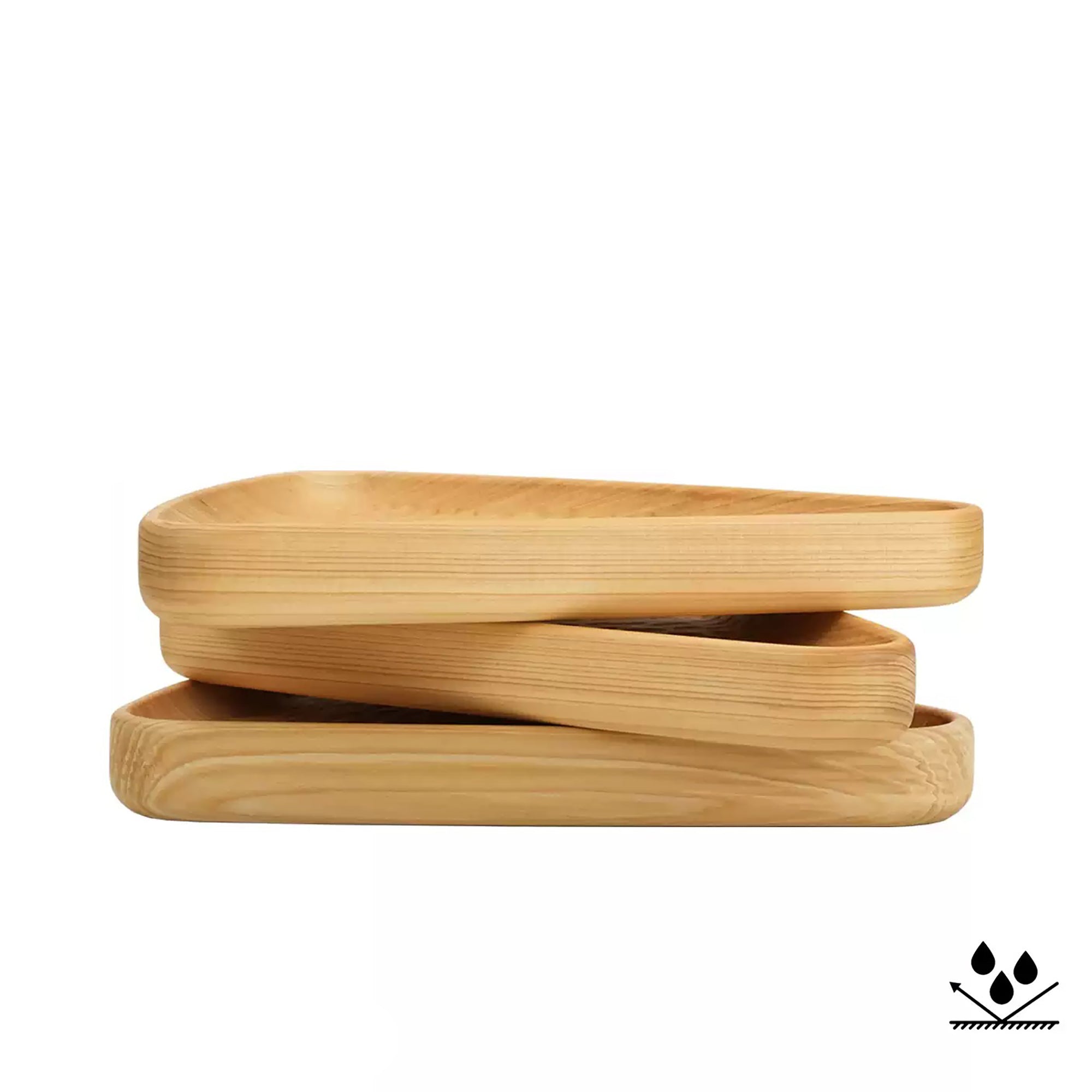Assiette triangulaire en bois Hinoki massif martelé