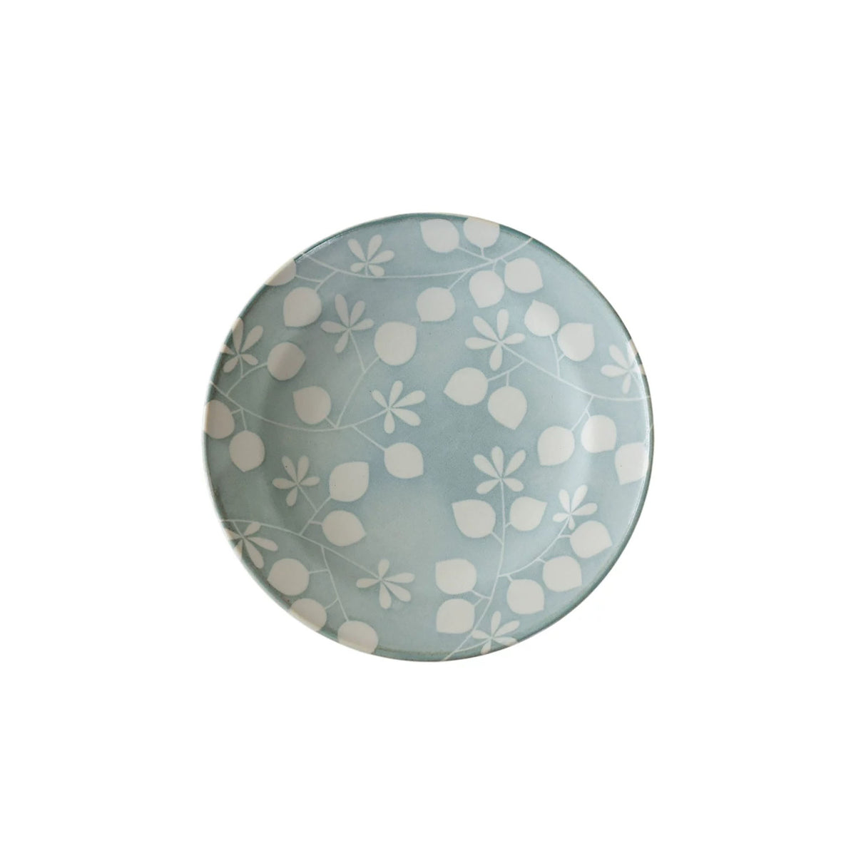 Assiette Mino-yaki en céramique à motifs floraux bleus