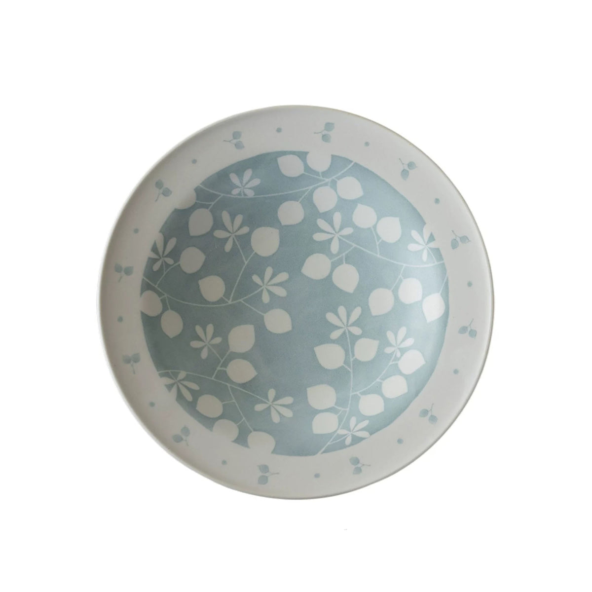 Assiette Mino-yaki en céramique à motifs floraux bleus