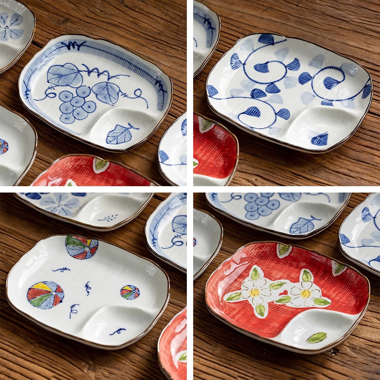 Assiette compartimentée en céramique Minoyaki