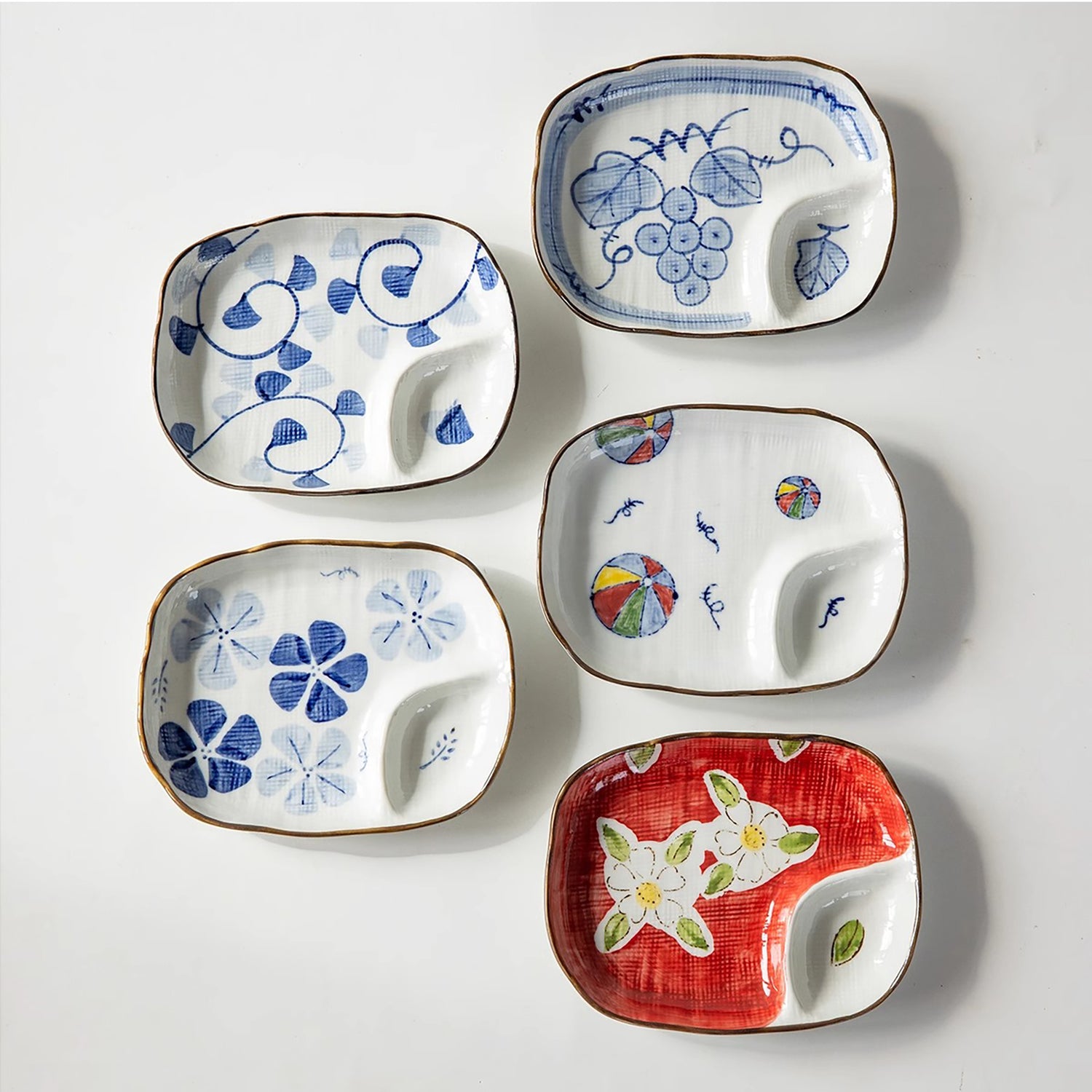 Assiette compartimentée en céramique Minoyaki
