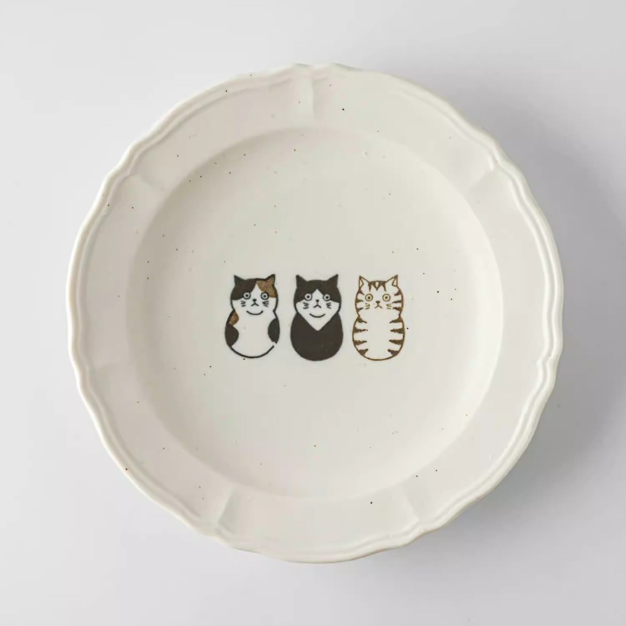 Assiette japonaise Seto yaki avec chats mignon