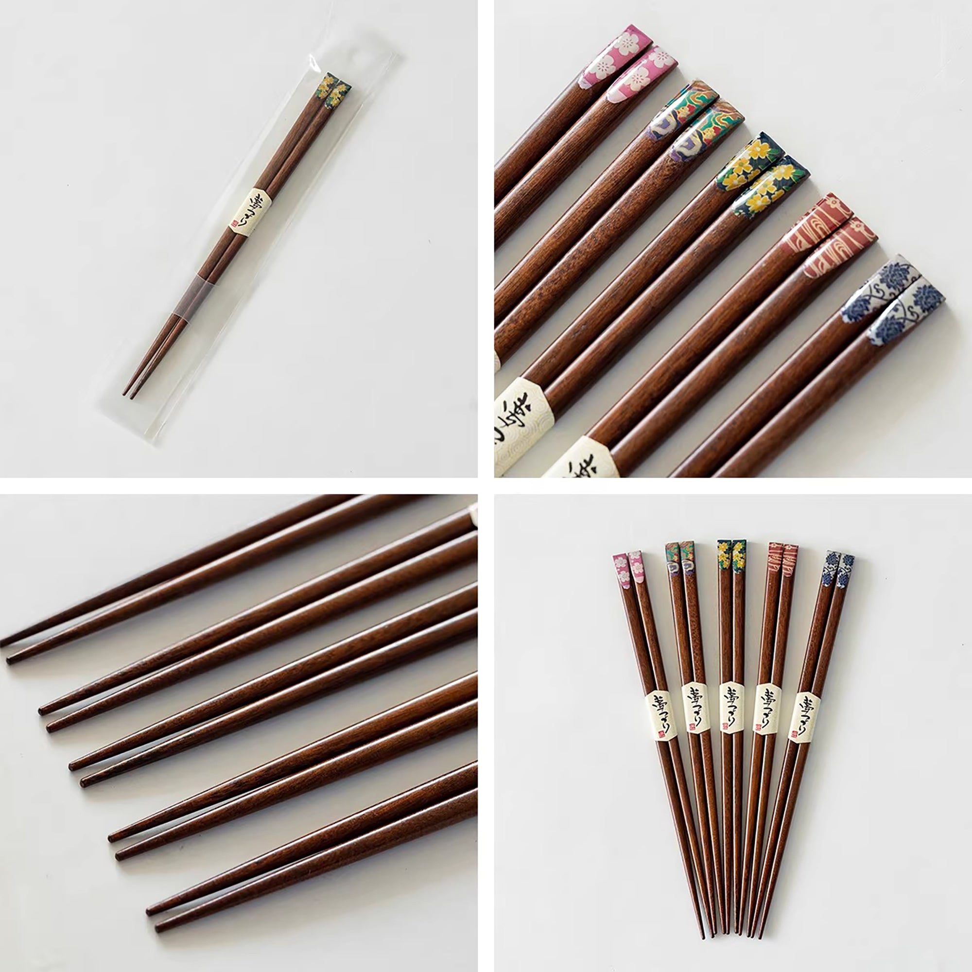 Baguettes Tanaka en bois naturel pointe fine