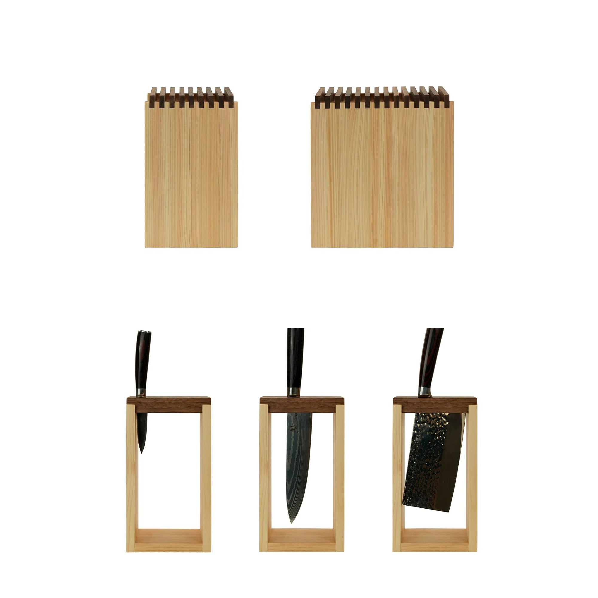Bloc à couteaux japonais en bois Hinoki