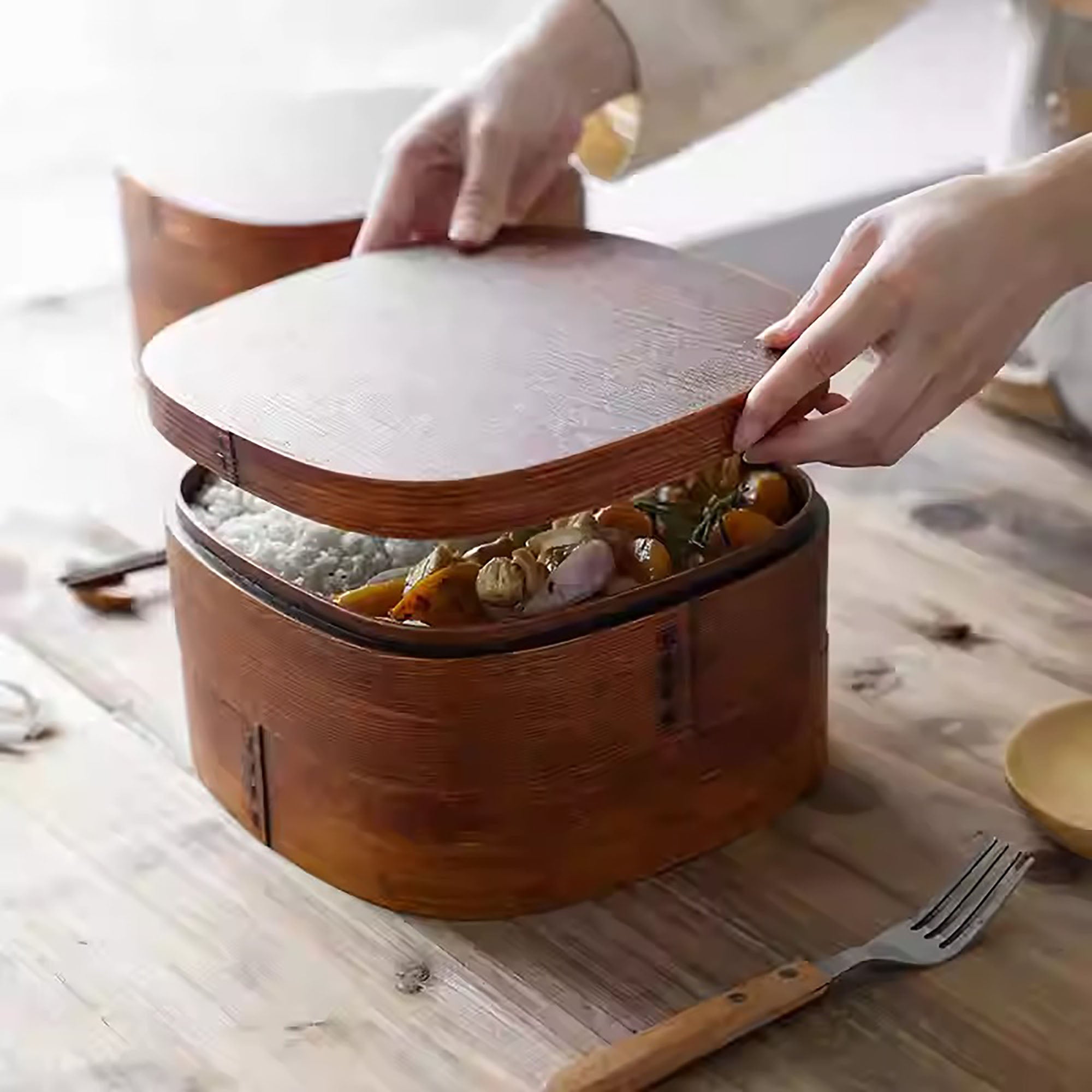 Bento carré à deux étages en bois de cèdre