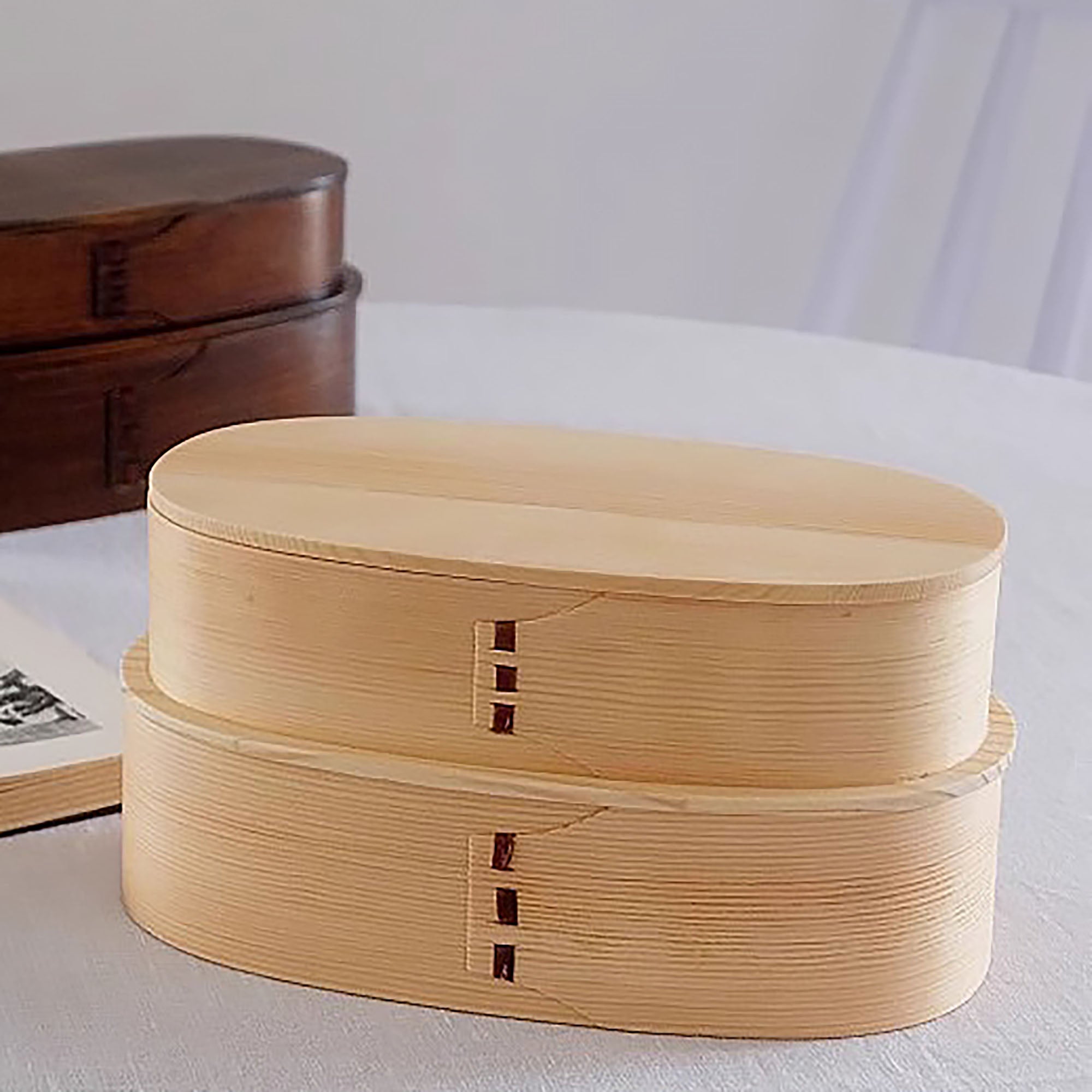 Boîte à bento deux couche artisanale en bois de cèdre style japonais
