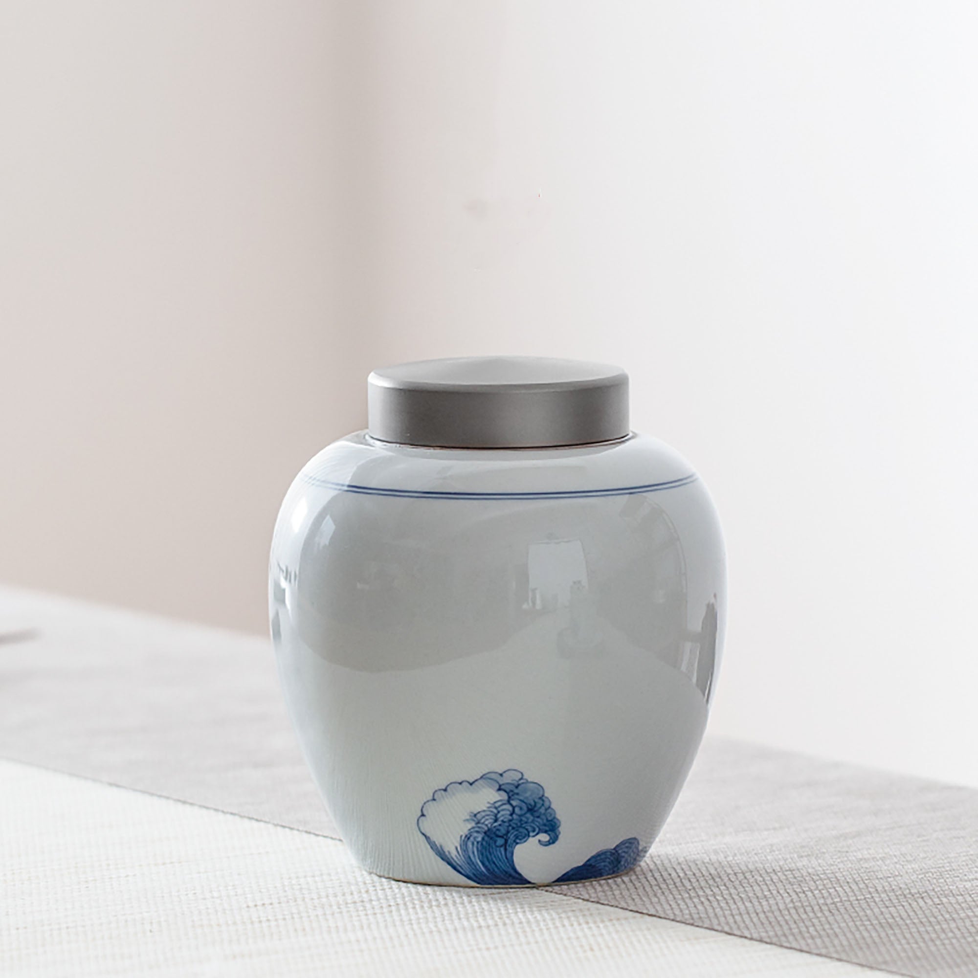Boite à thé en porcelaine avec belle design "Écoute de la mer"