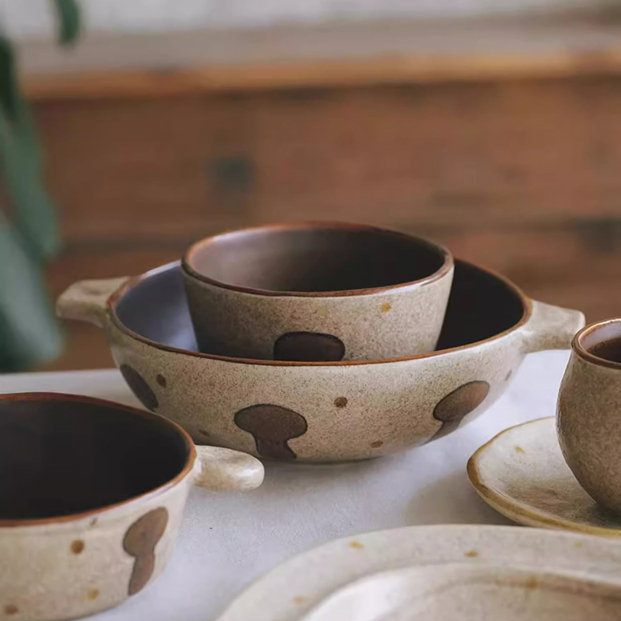 Bol en céramique champignon fait main