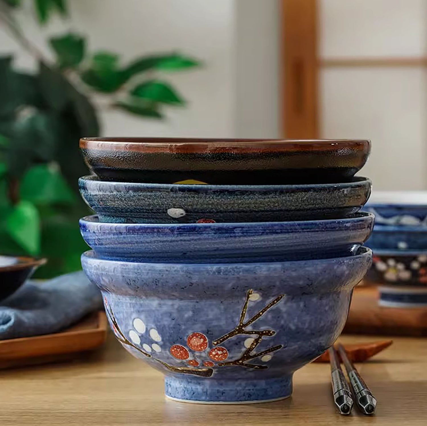 Bol en porcelaine Minoyaki avec couvercle