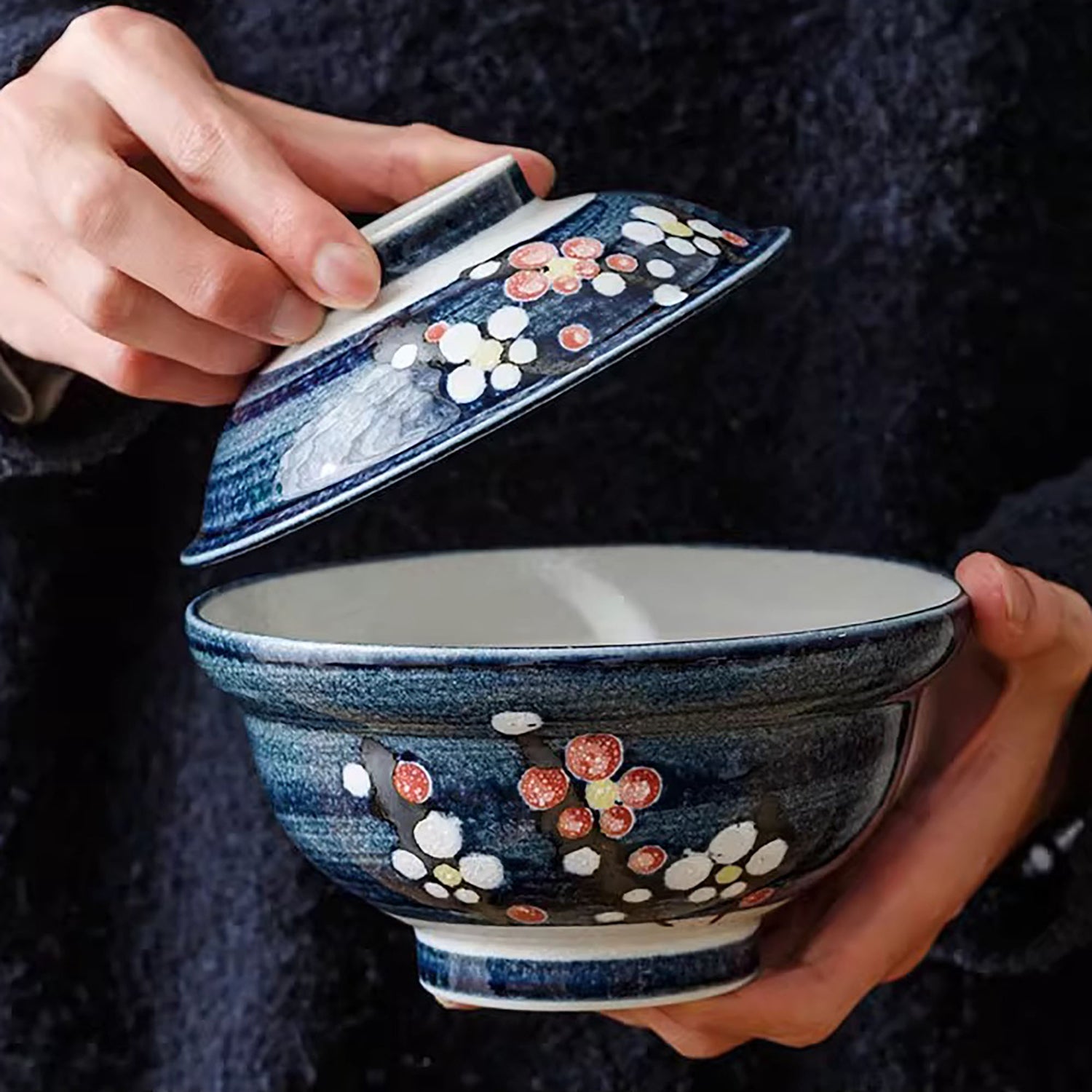 Bol en porcelaine Minoyaki avec couvercle