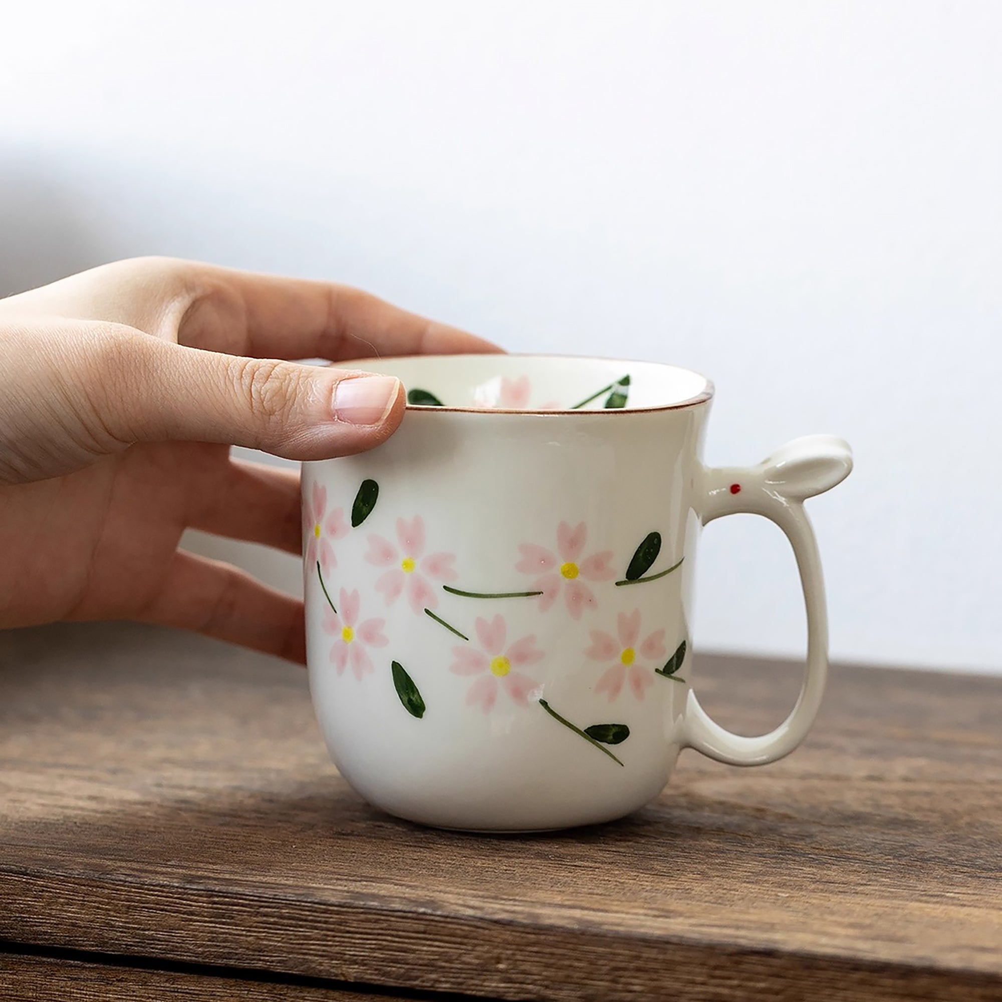 Mug en céramique Seto-yaki à poignée lapin