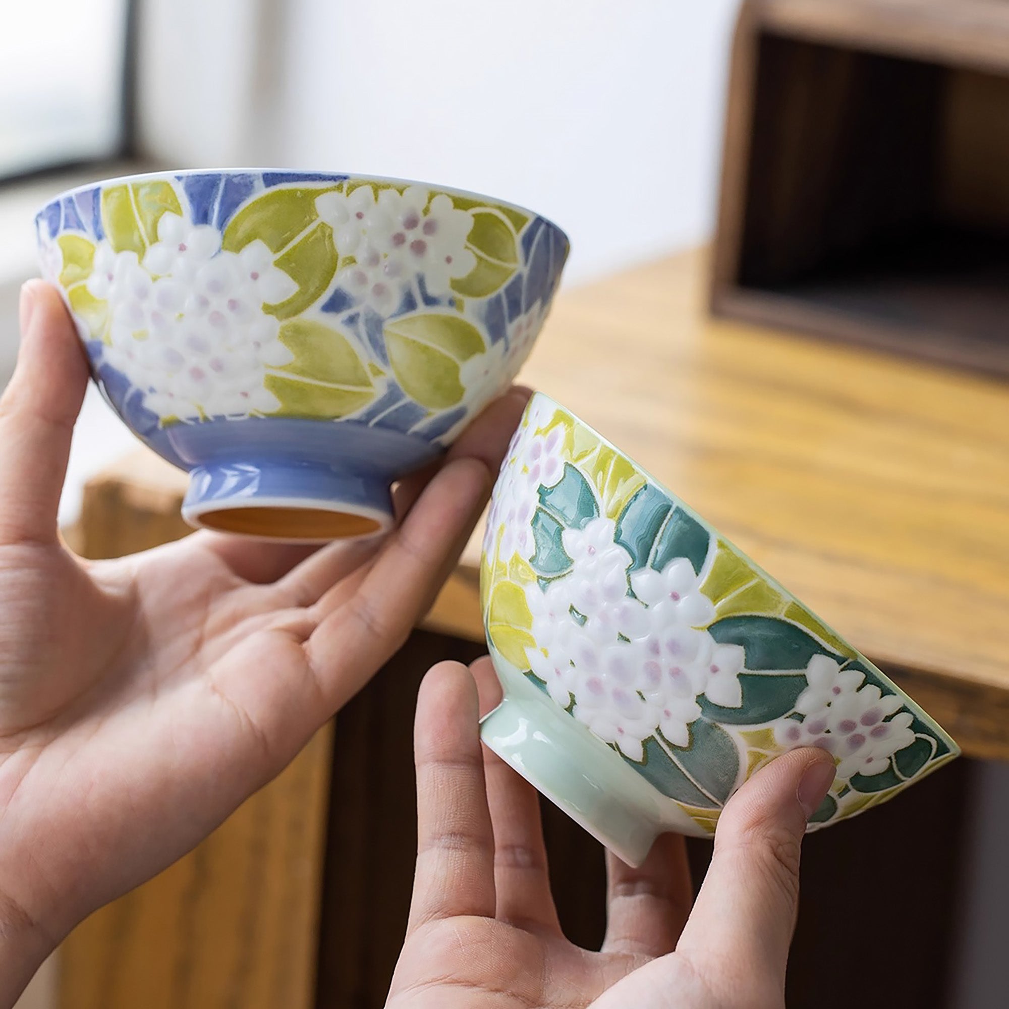 Bol Minoyaki avec motif lapin ou hortensia