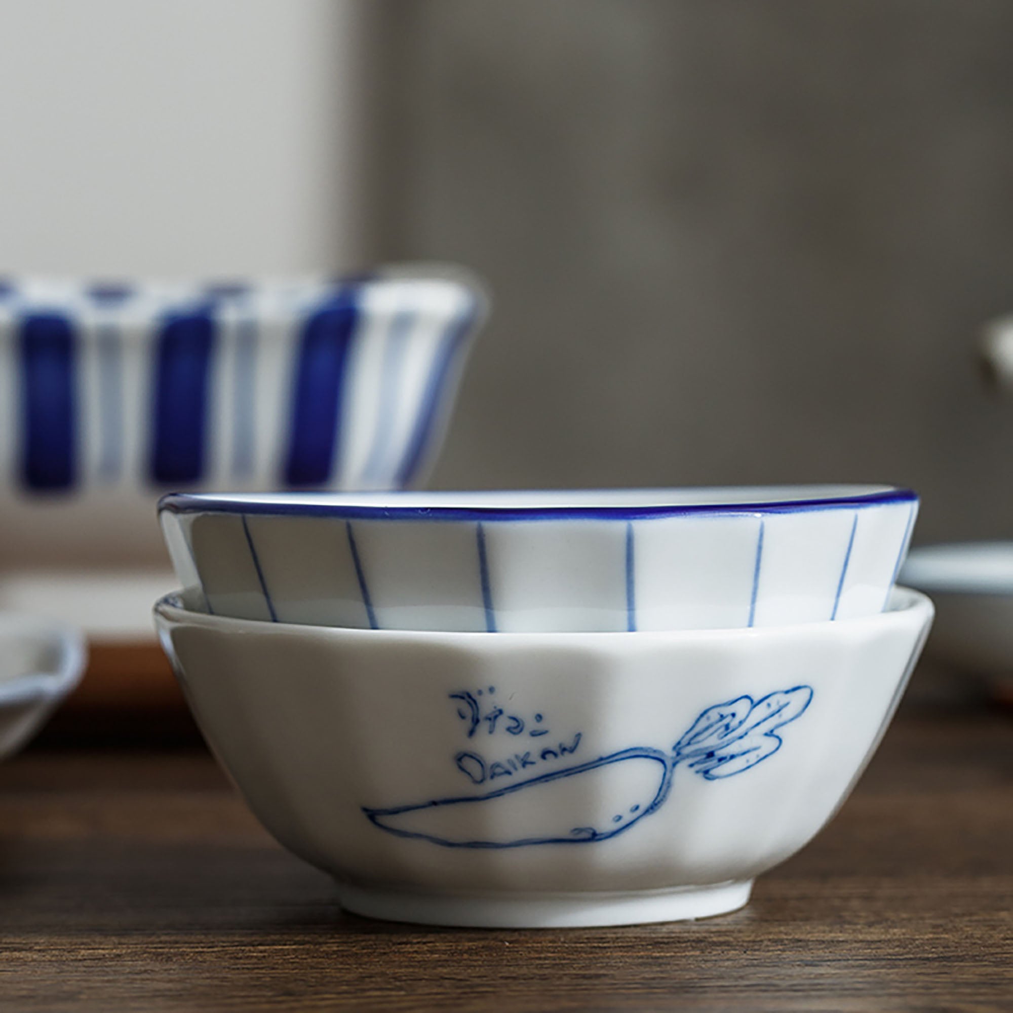 BOL de MINO yaki avec motif en BLEU japonais