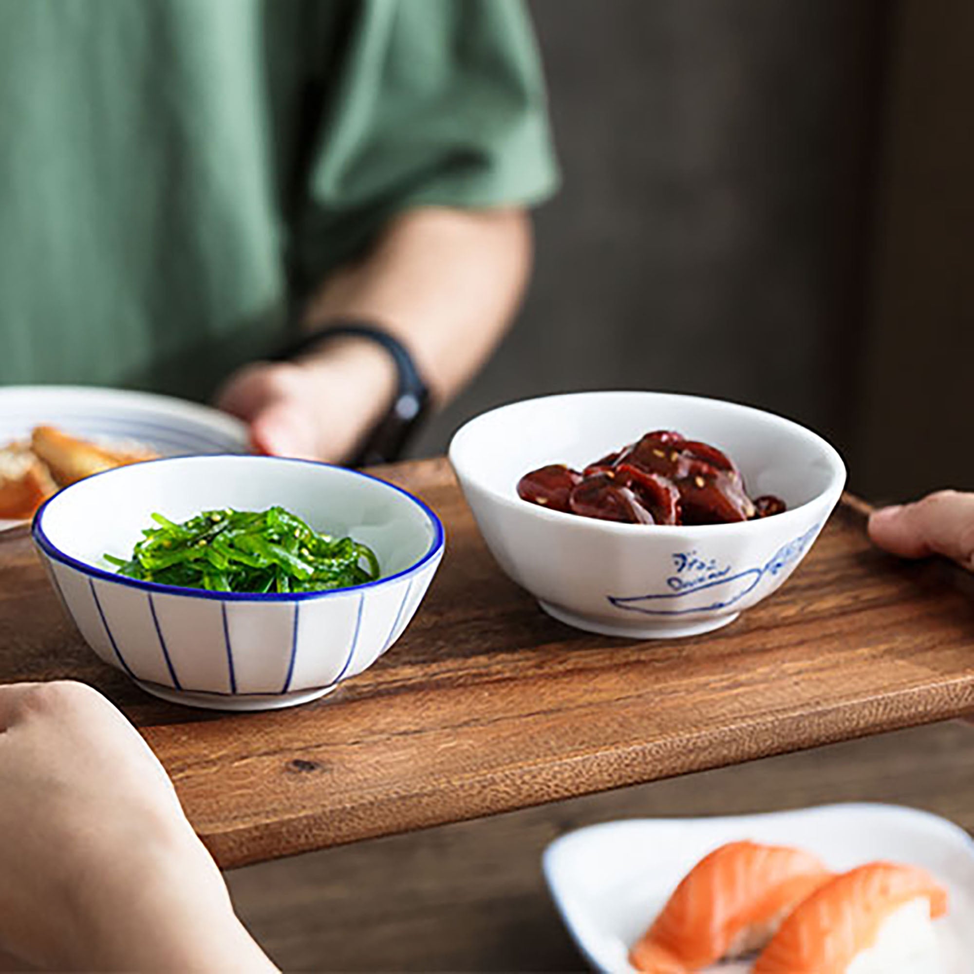 BOL de MINO yaki avec motif en BLEU japonais
