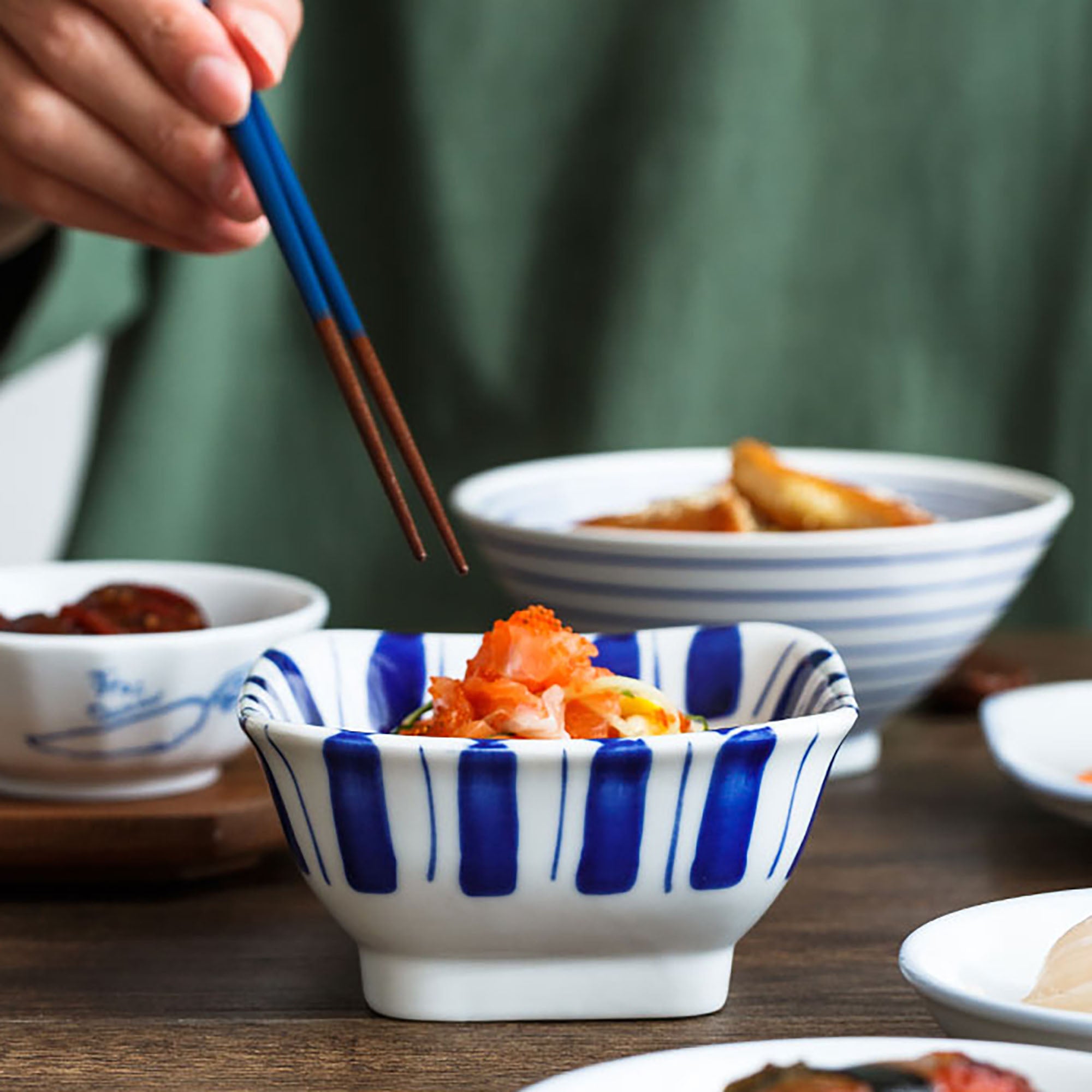 BOL de MINO yaki avec motif en BLEU japonais