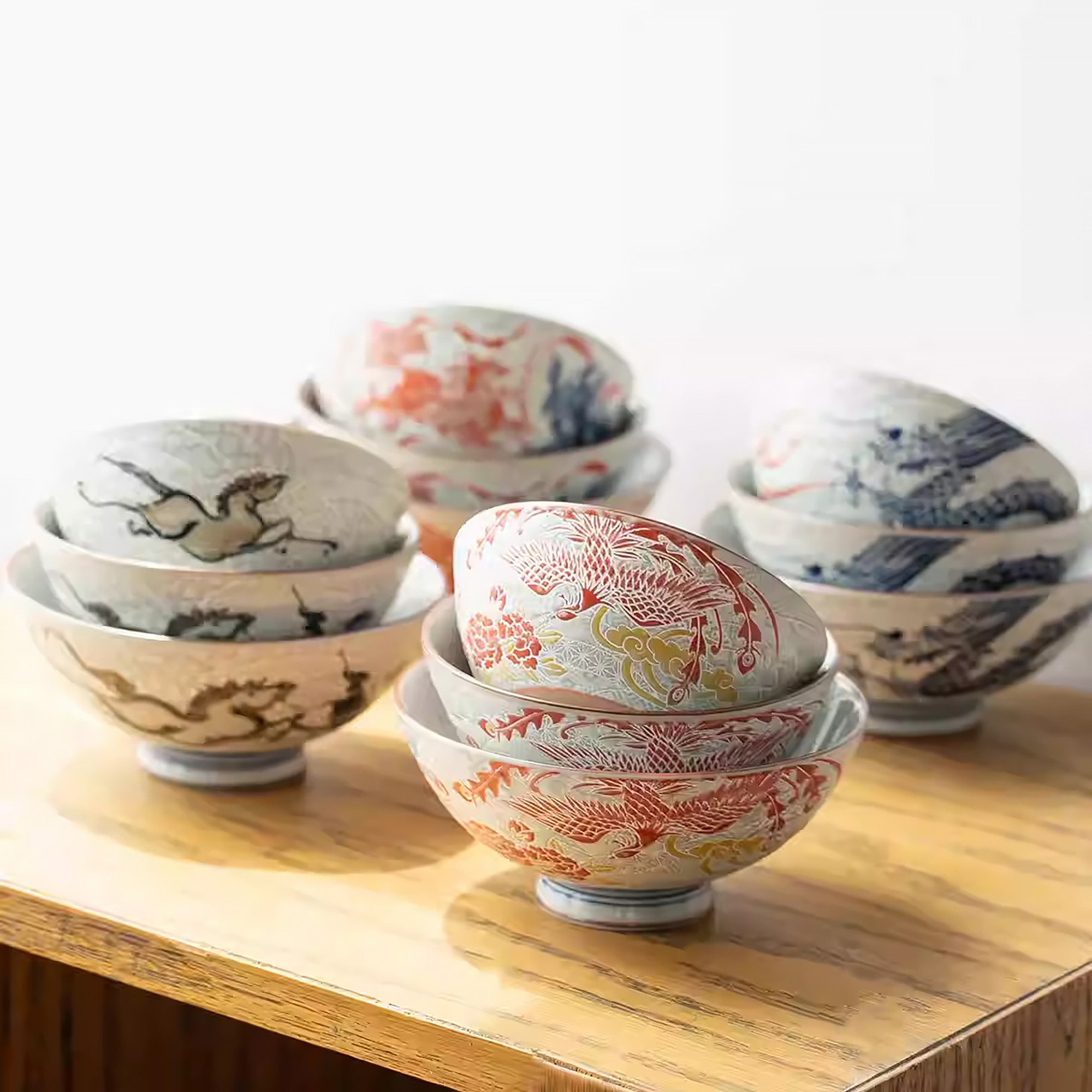 Bol Mino-yaki avec motif bonheur en relief