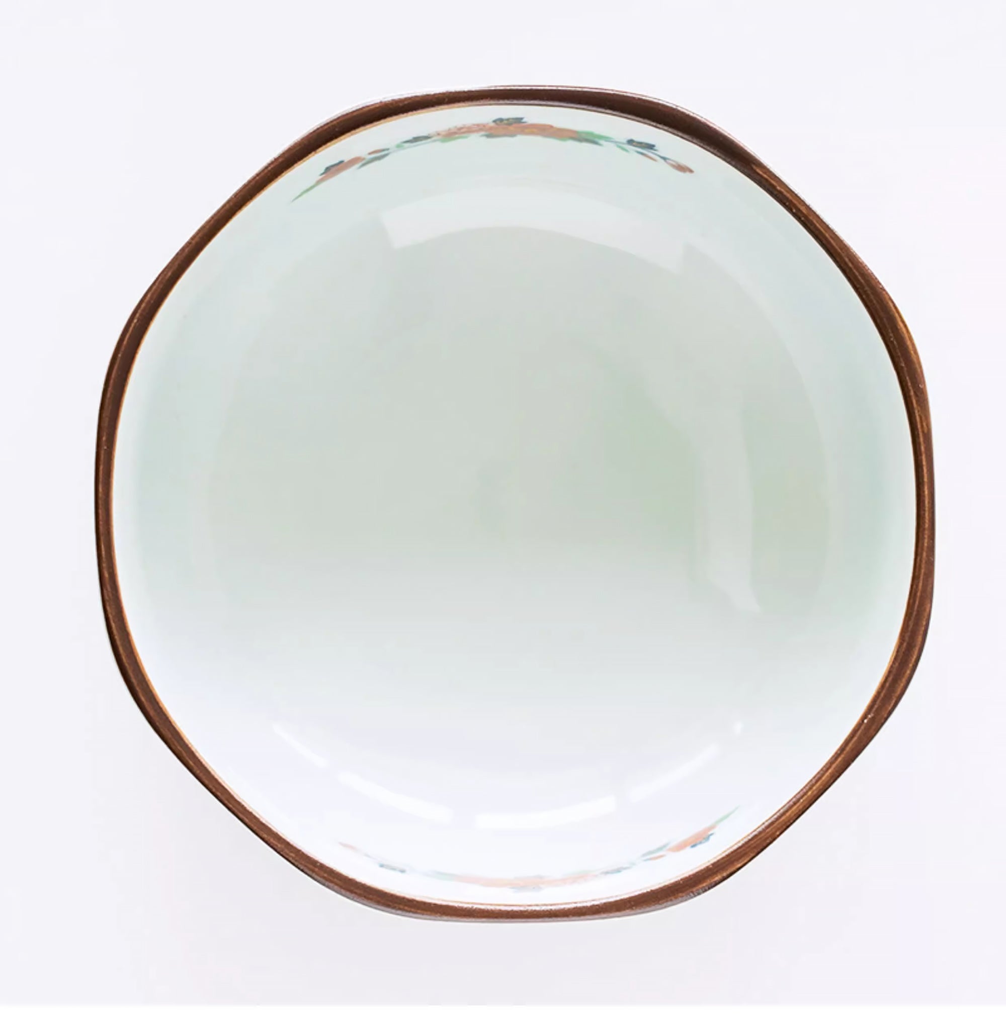 Bol octogonal Minoyaki avec motifs floraux teintés