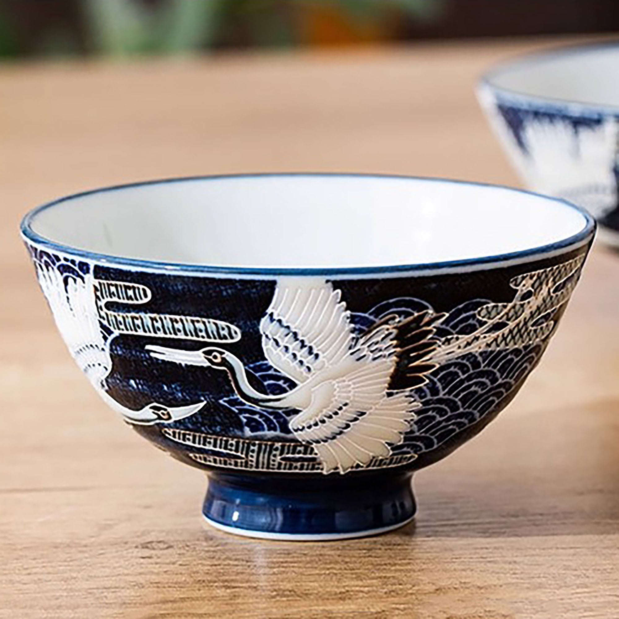 Minoyaki Keramikschale mit Glückskranichmotiv