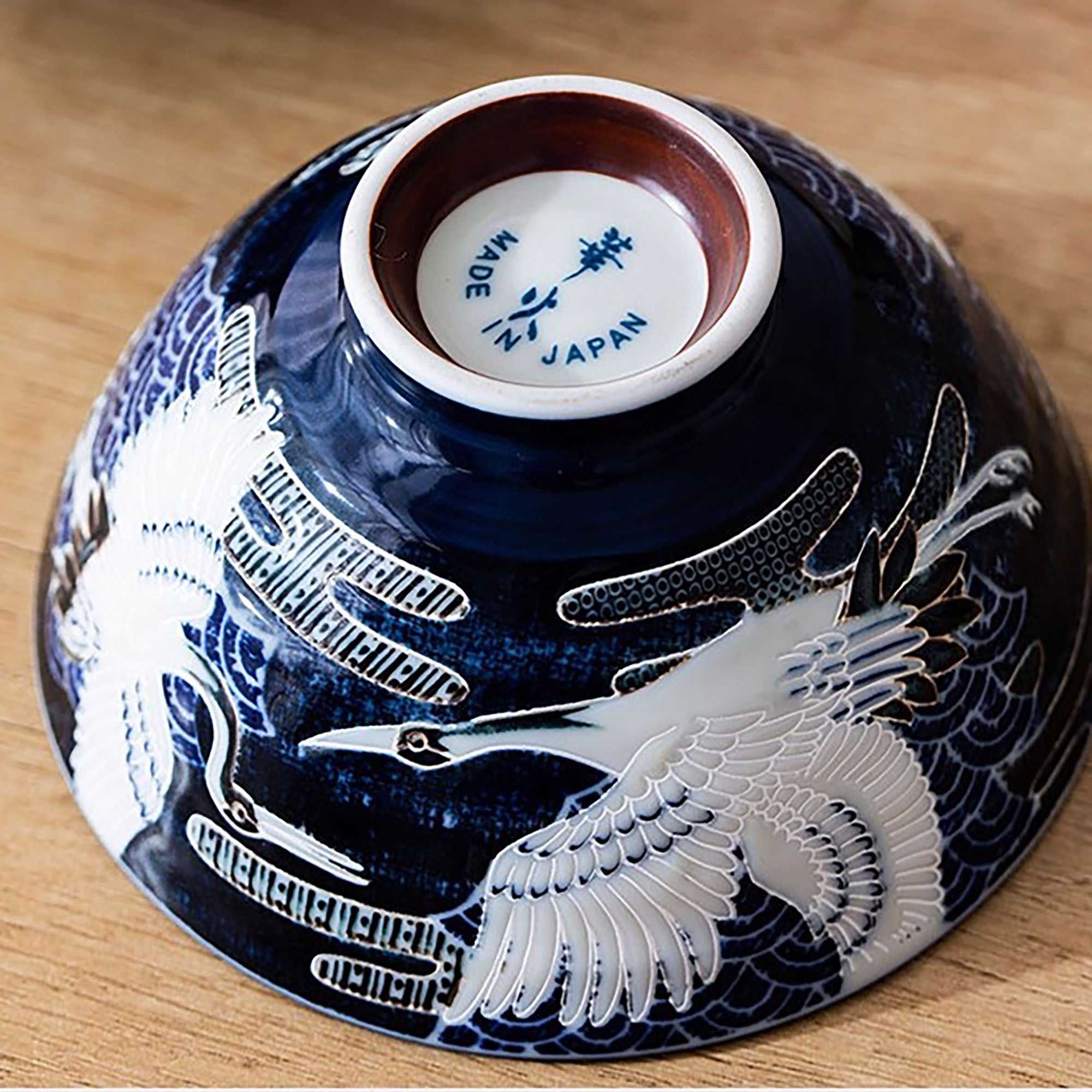 Minoyaki Keramikschale mit Glückskranichmotiv