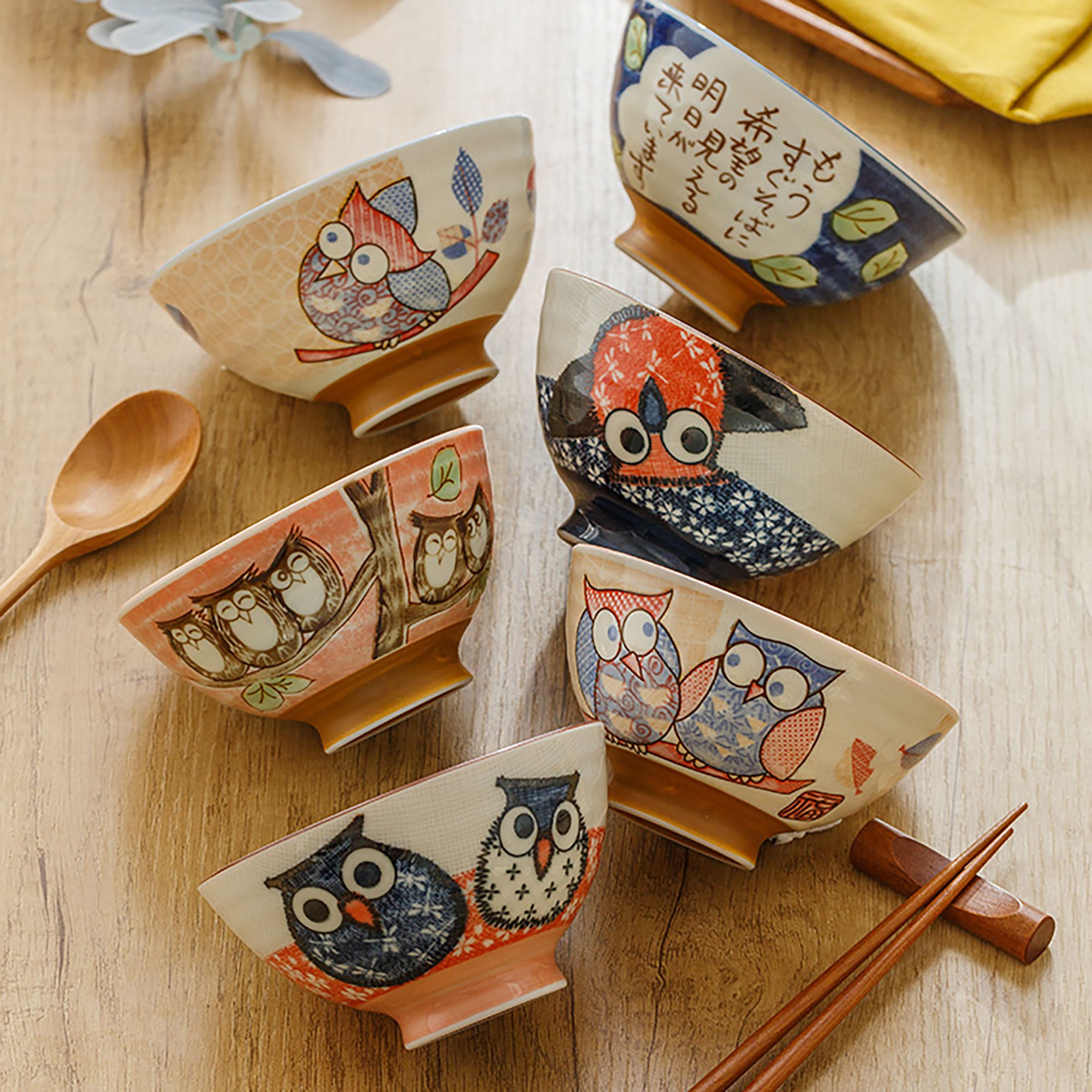 Bols à riz avec mignon dessin Hibou