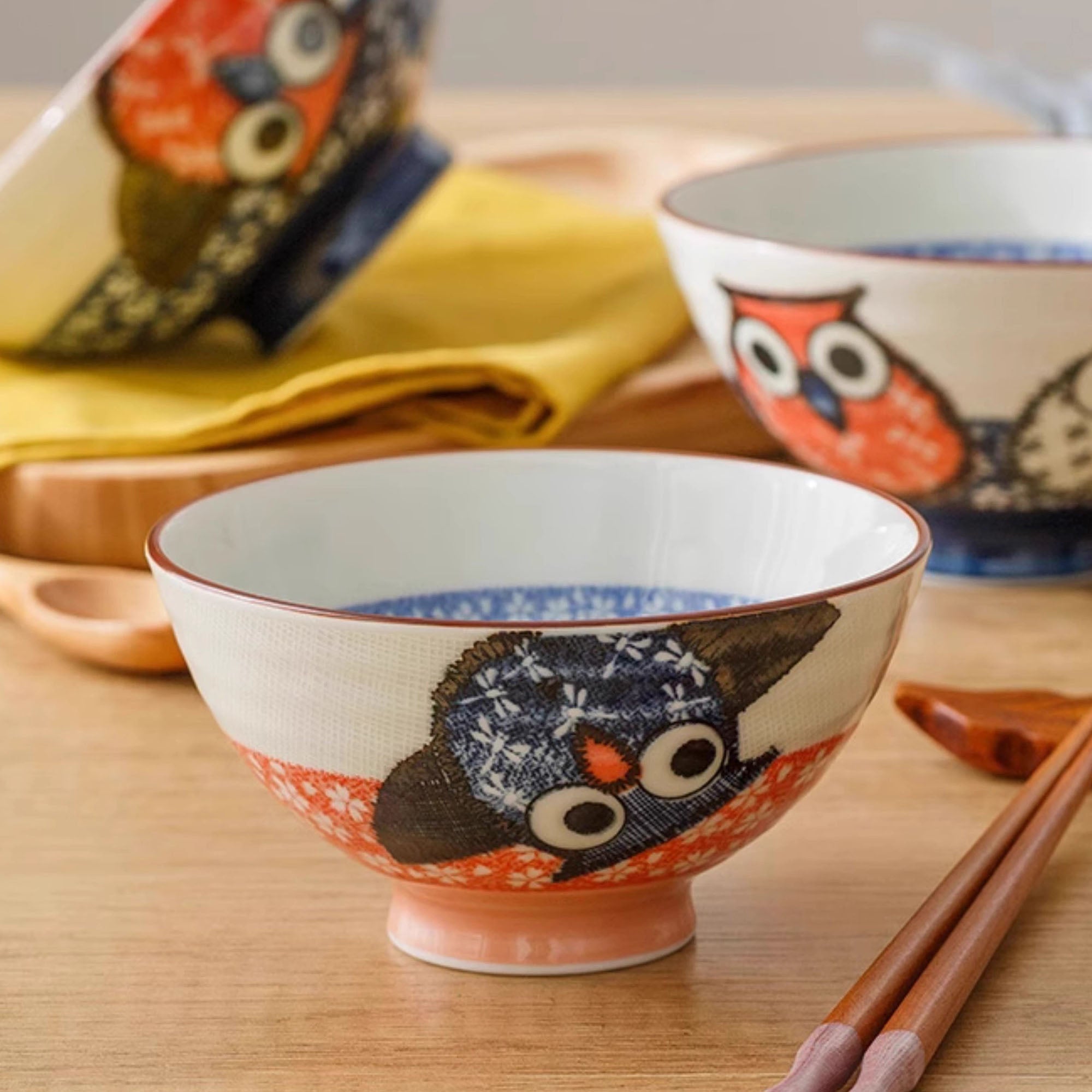Bols à riz avec mignon dessin Hibou