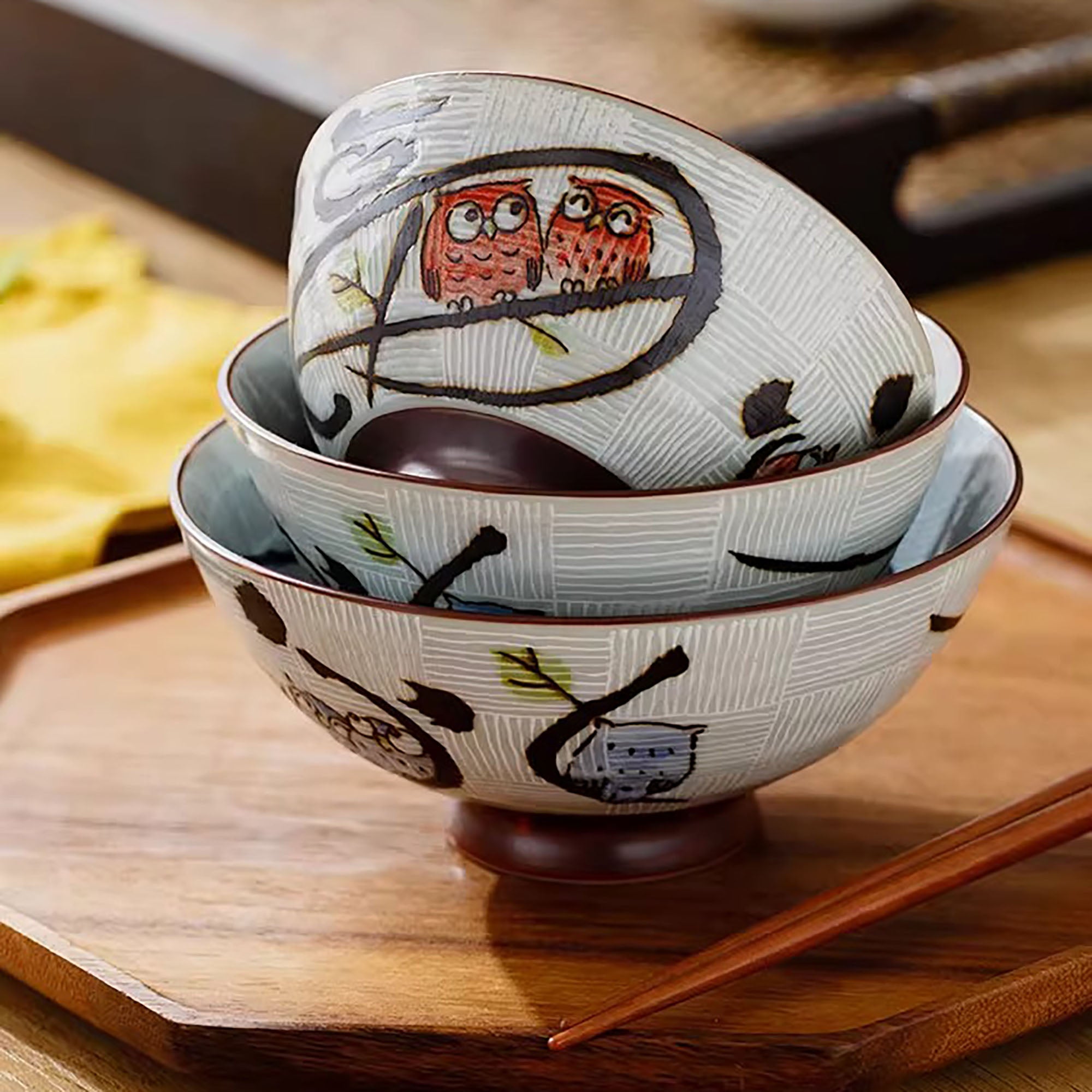 Bols à riz avec mignon dessin Hibou