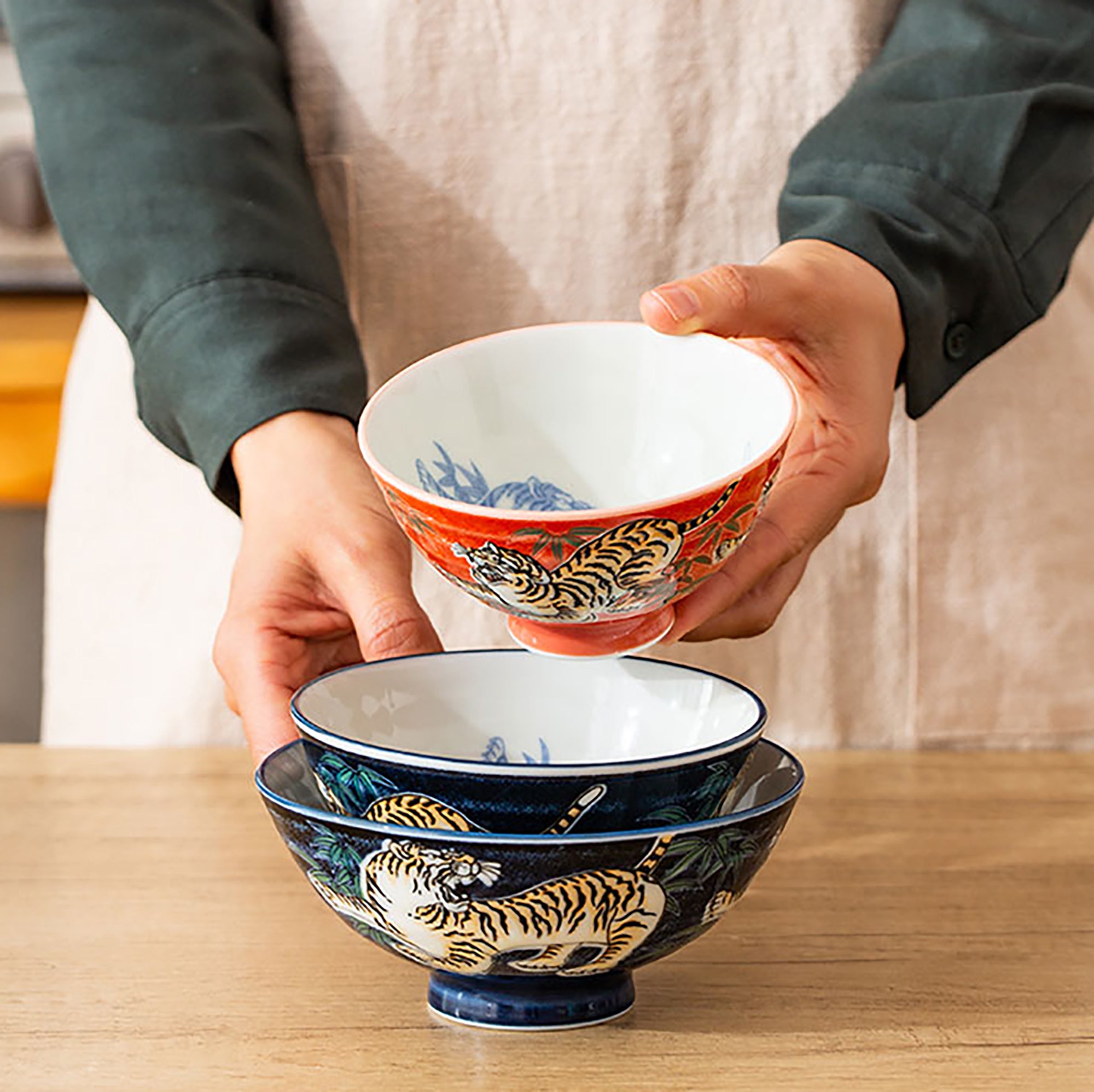 Bol en Céramique Minoyaki avec motif tigre