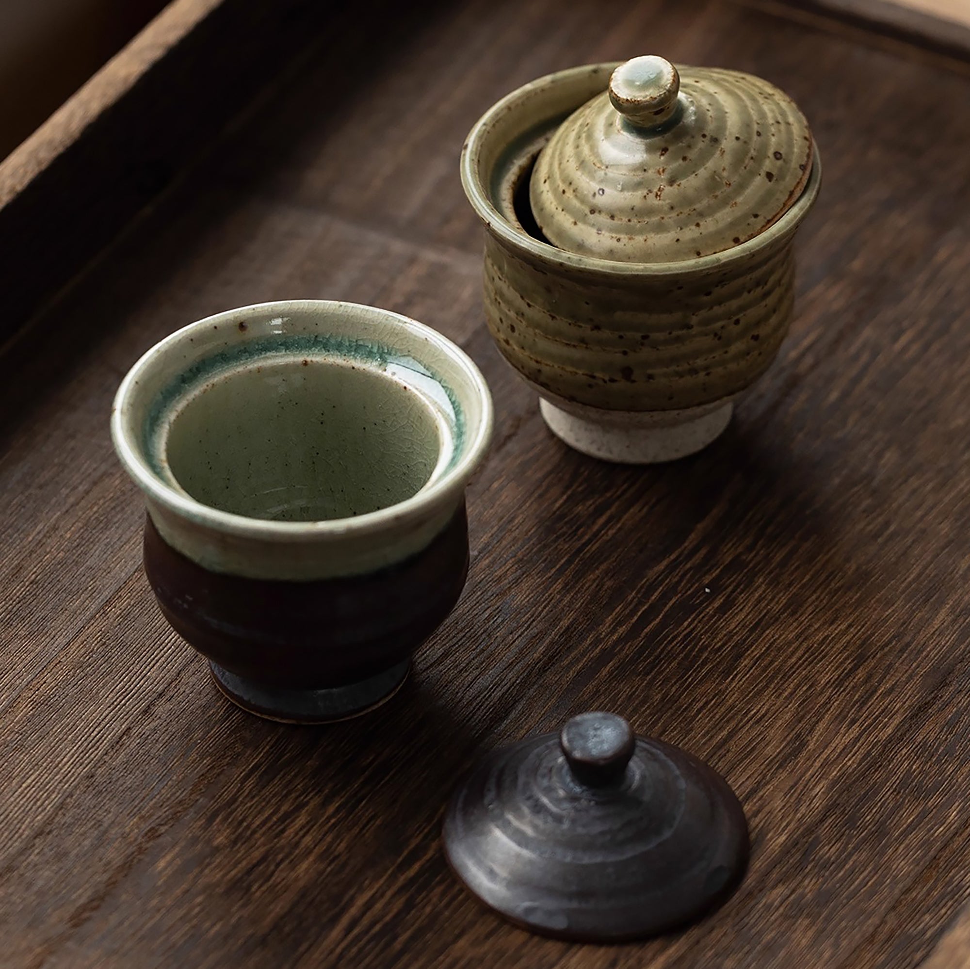 Tasse à thé en grès artisanal Setoyaki du style Iriyama