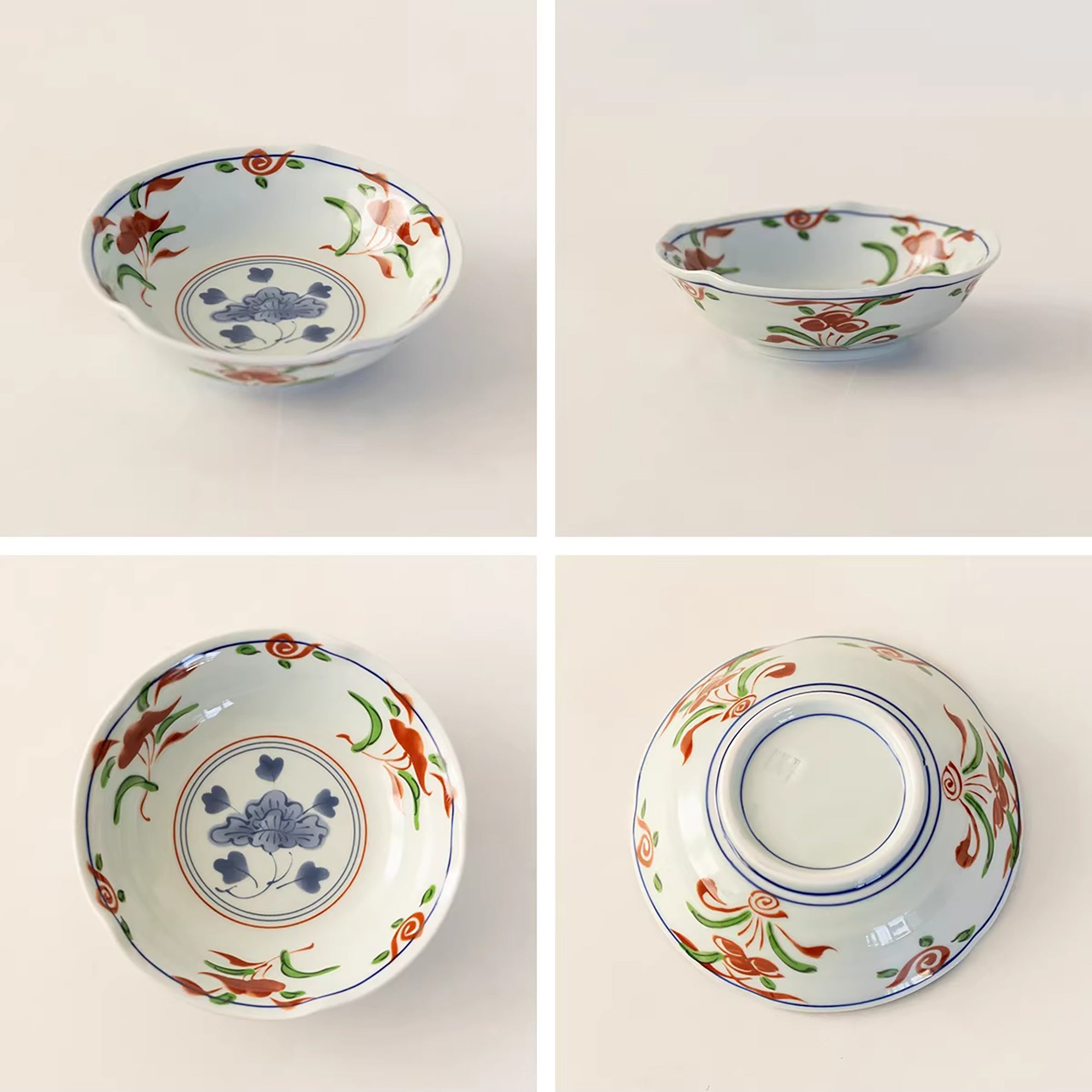 Bol en porcelaine Aritayaki décor Akae pivoine peint à la main