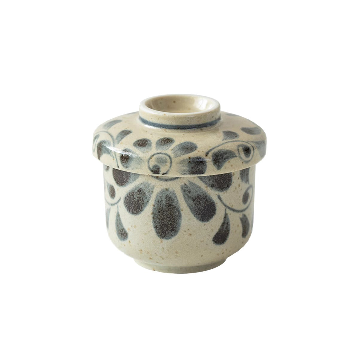 Bol en céramique Mino-yaki avec couvercle et Motif Tokusa vintage