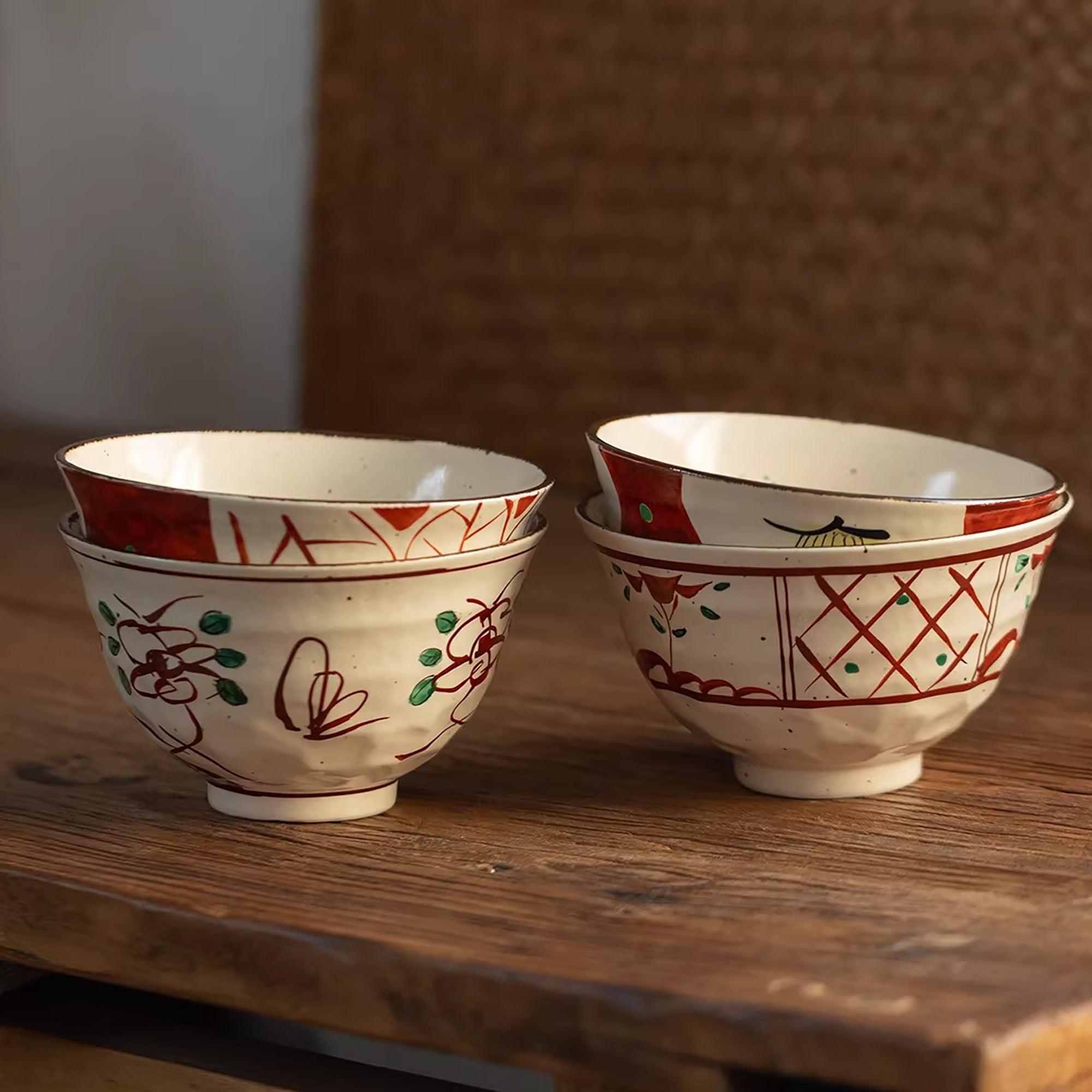 Bol à ramen Setoyaki Akae motif floral traditionnel