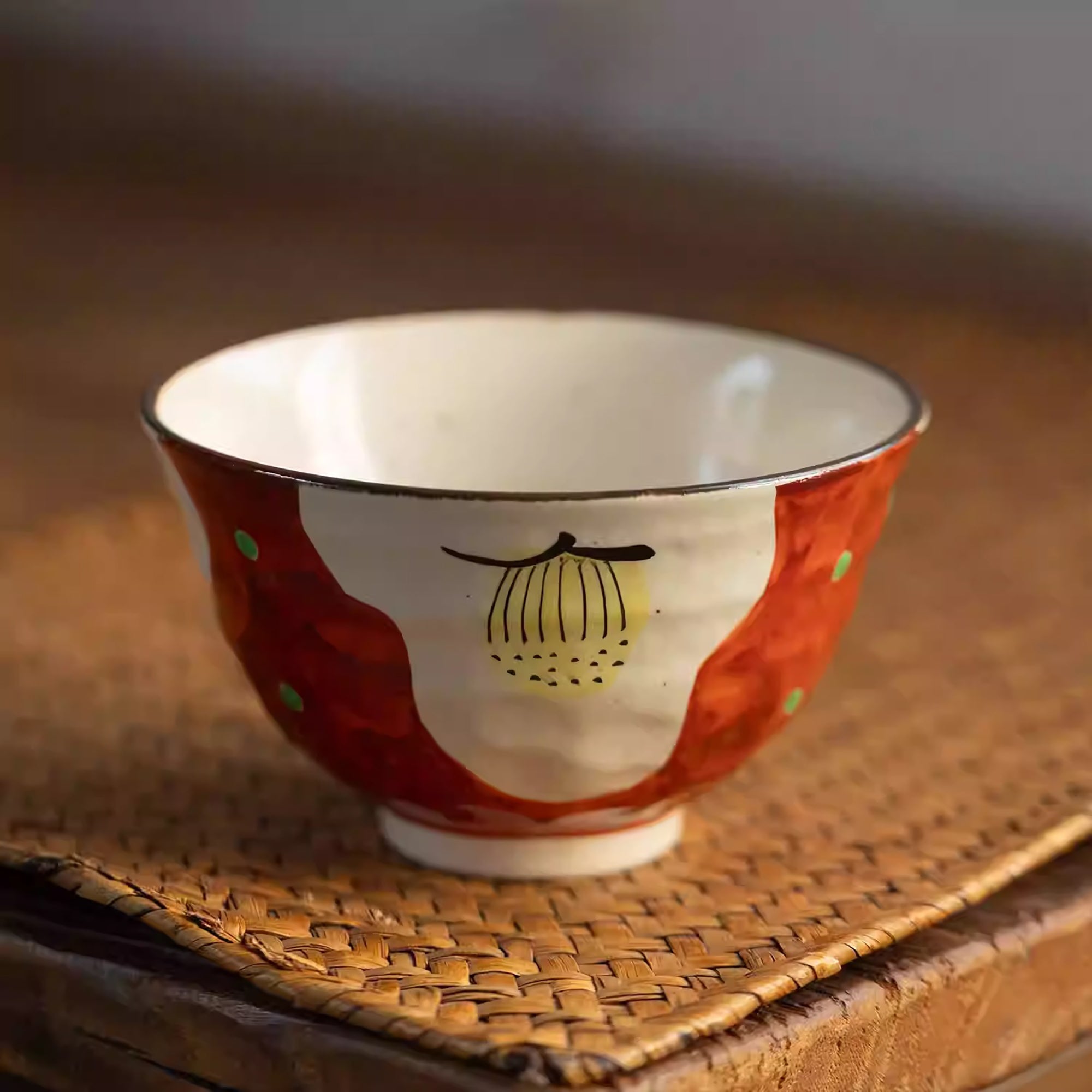 Bol à ramen Setoyaki Akae motif floral traditionnel