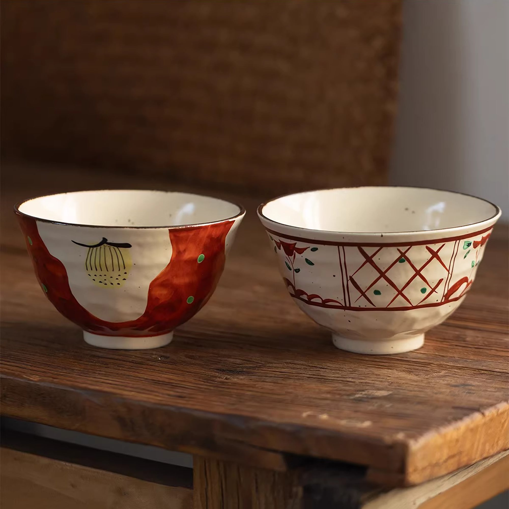 Bol à ramen Setoyaki Akae motif floral traditionnel