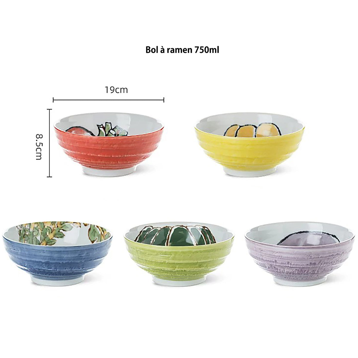 Bol en céramique Minoyaki à motifs de légumes
