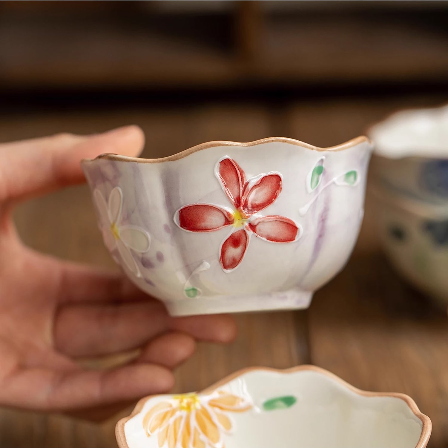 Petit bol en céramique en forme de fleur