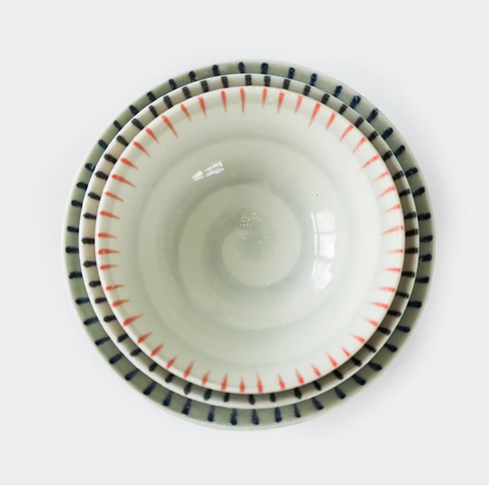 Bol en céramique Minoyaki avec Motif Suji-Tokusa