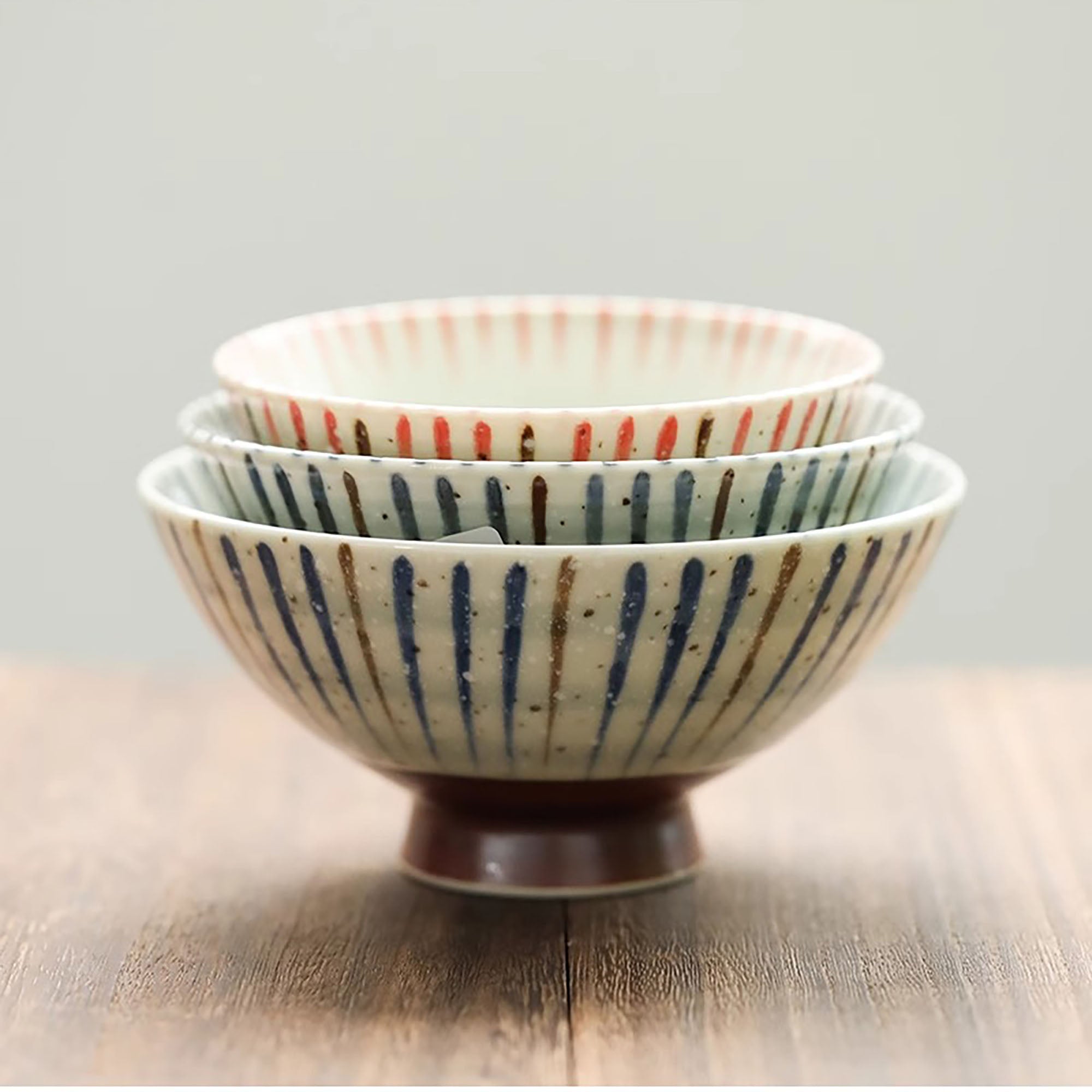 Bol en céramique Minoyaki avec Motif Suji-Tokusa