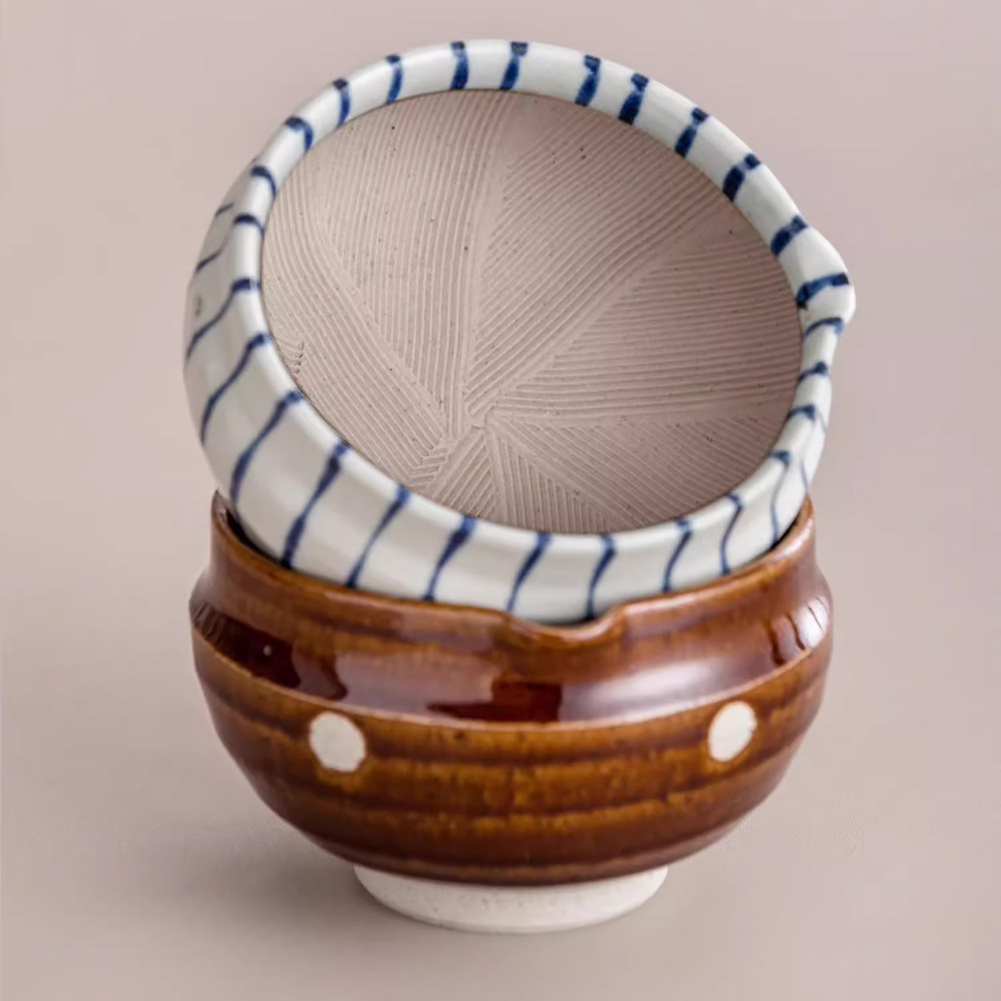 Bol à moudre japonais en céramique Seto-yaki