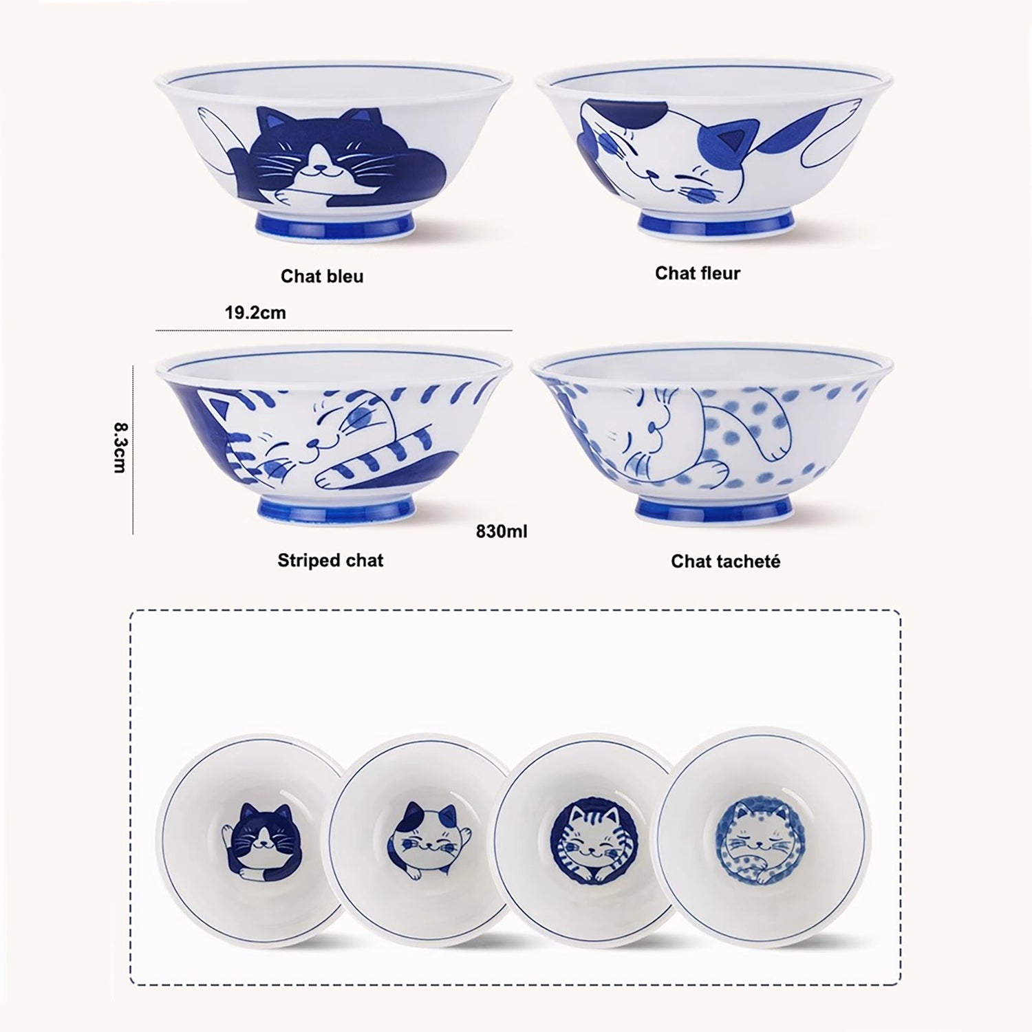 Bols ramen avec chat design