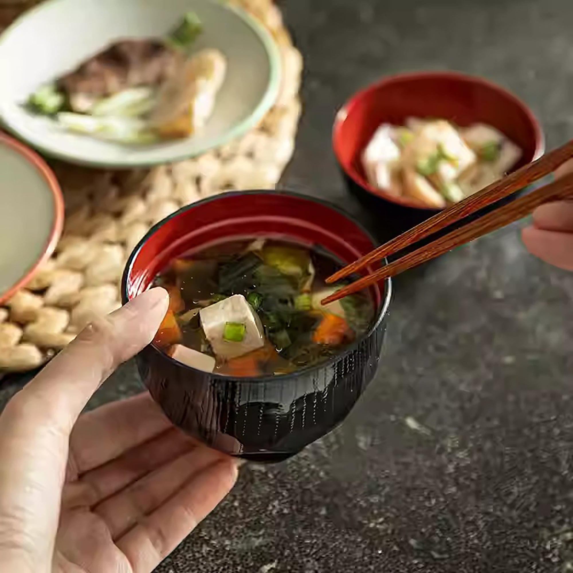 Bol à soupe Style laqué Yamanaka avec couvercle