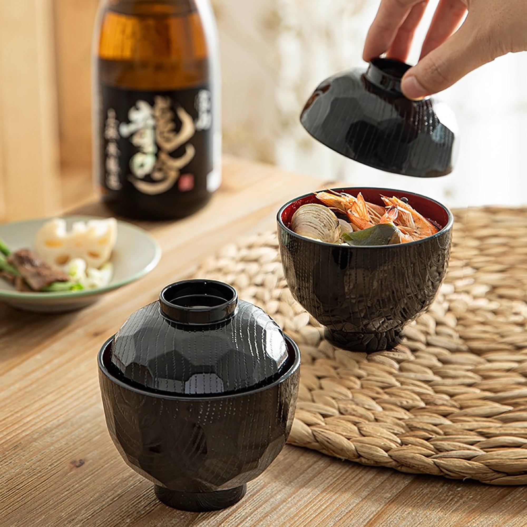 Bol à soupe Style laqué Yamanaka avec couvercle